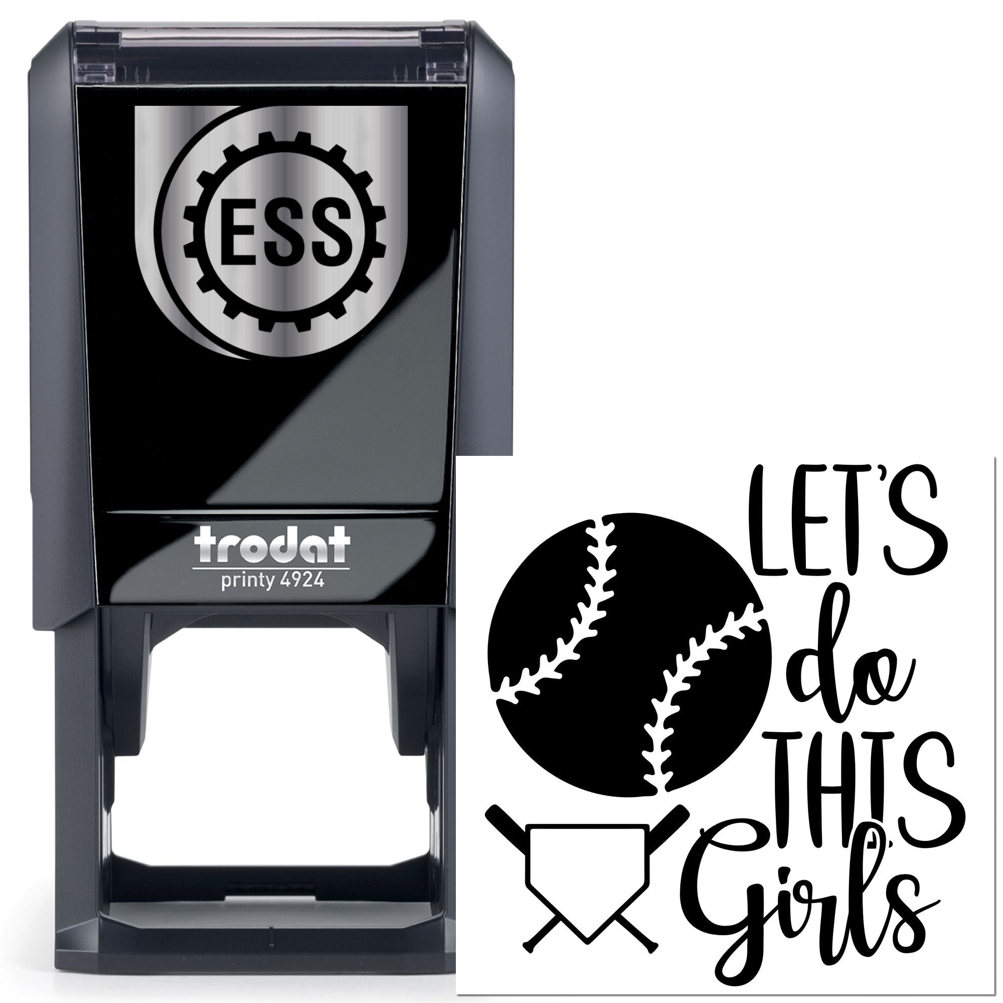 Self-Inking Baseball Girls Tag Stamp