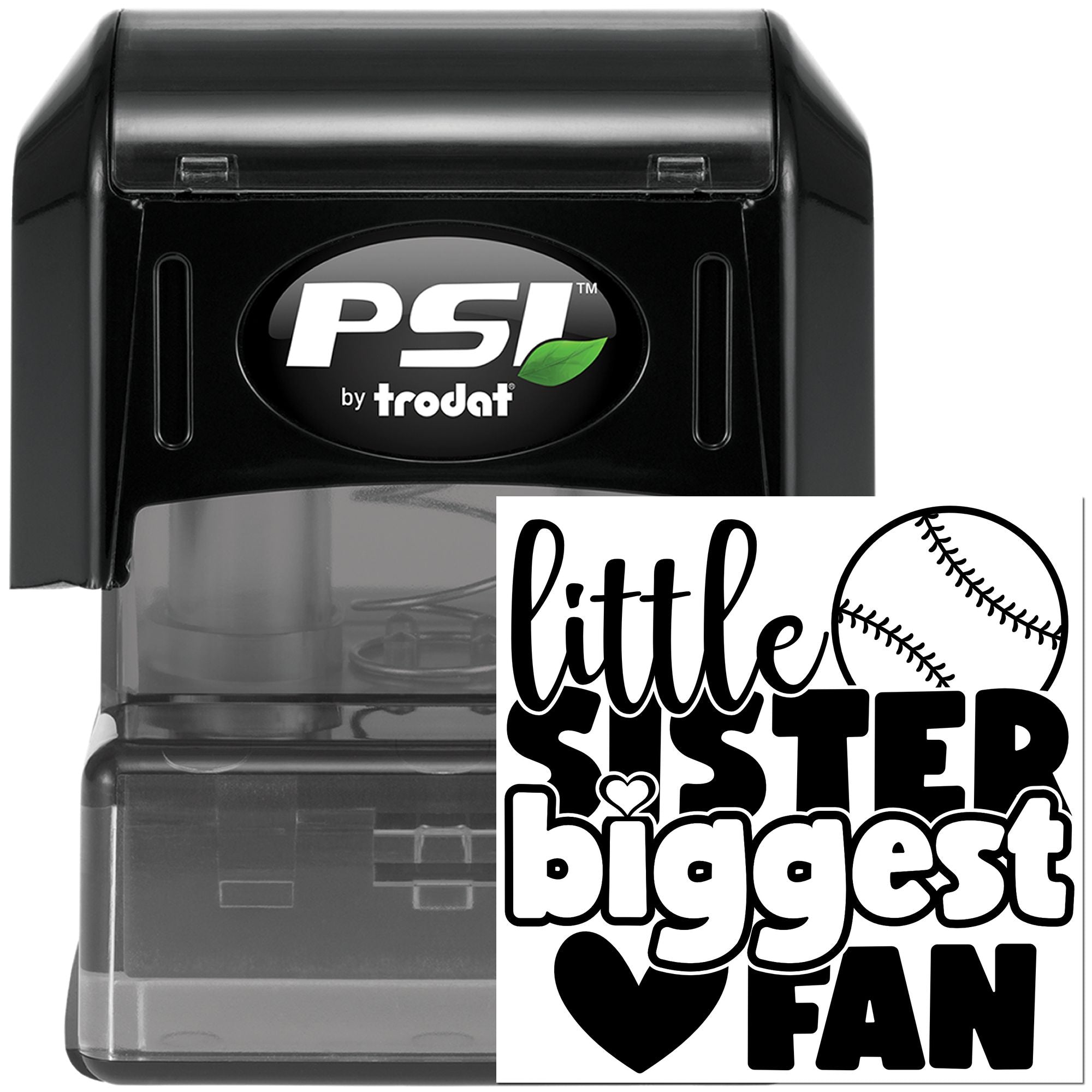 Pre-Inked Little Sister Fan Favor Tag Stamp