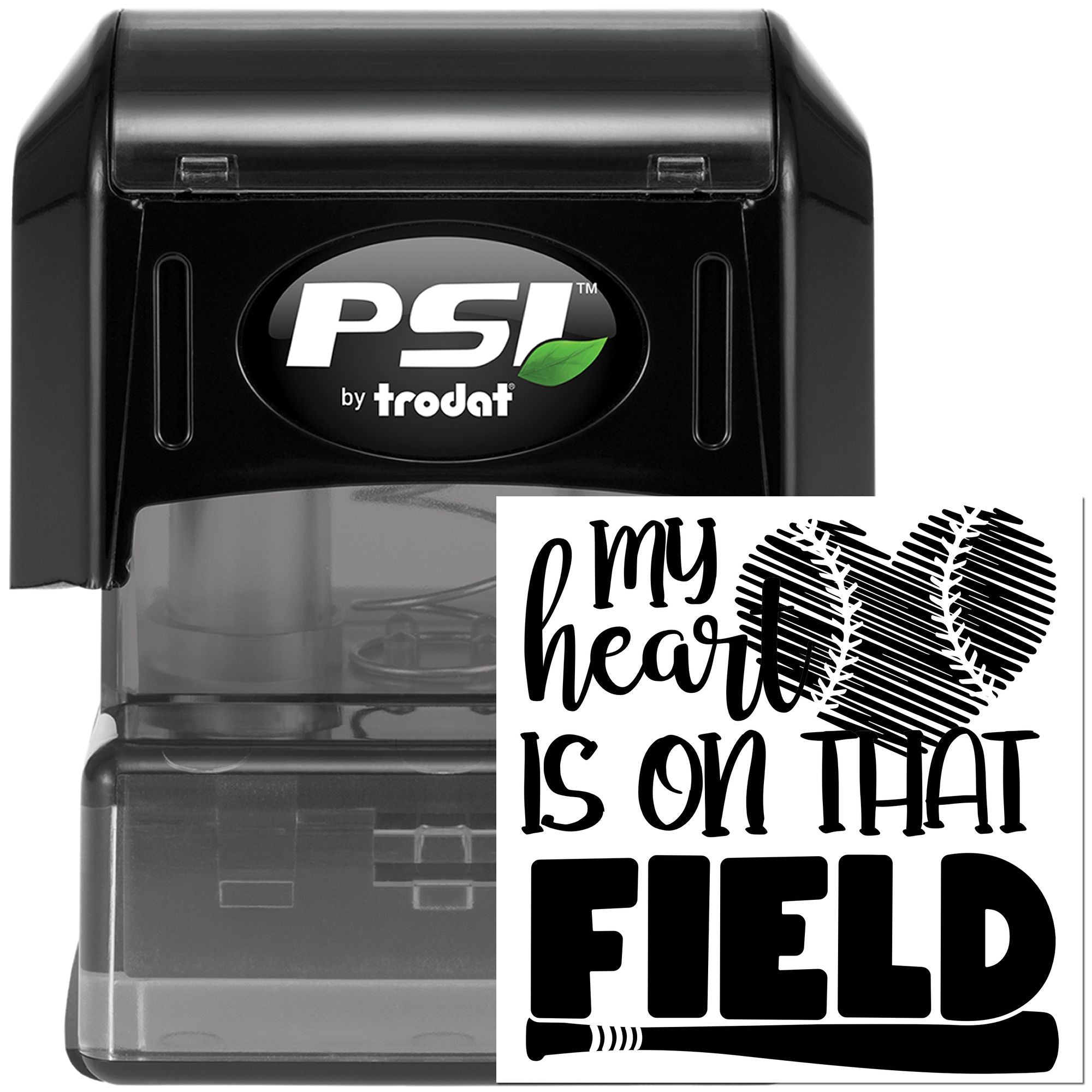 Pre-Inked Heart On Field Craft Stamp