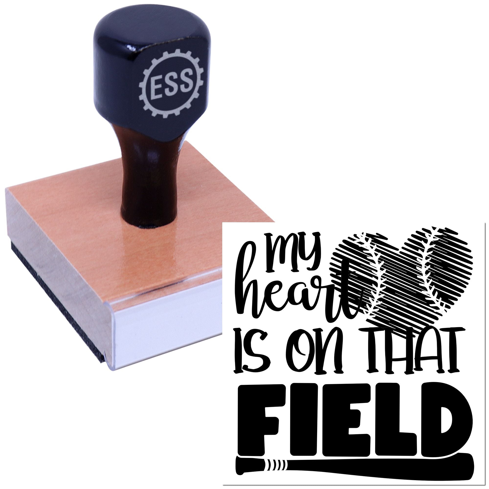Heart On Field Crafting Rubber Stamp