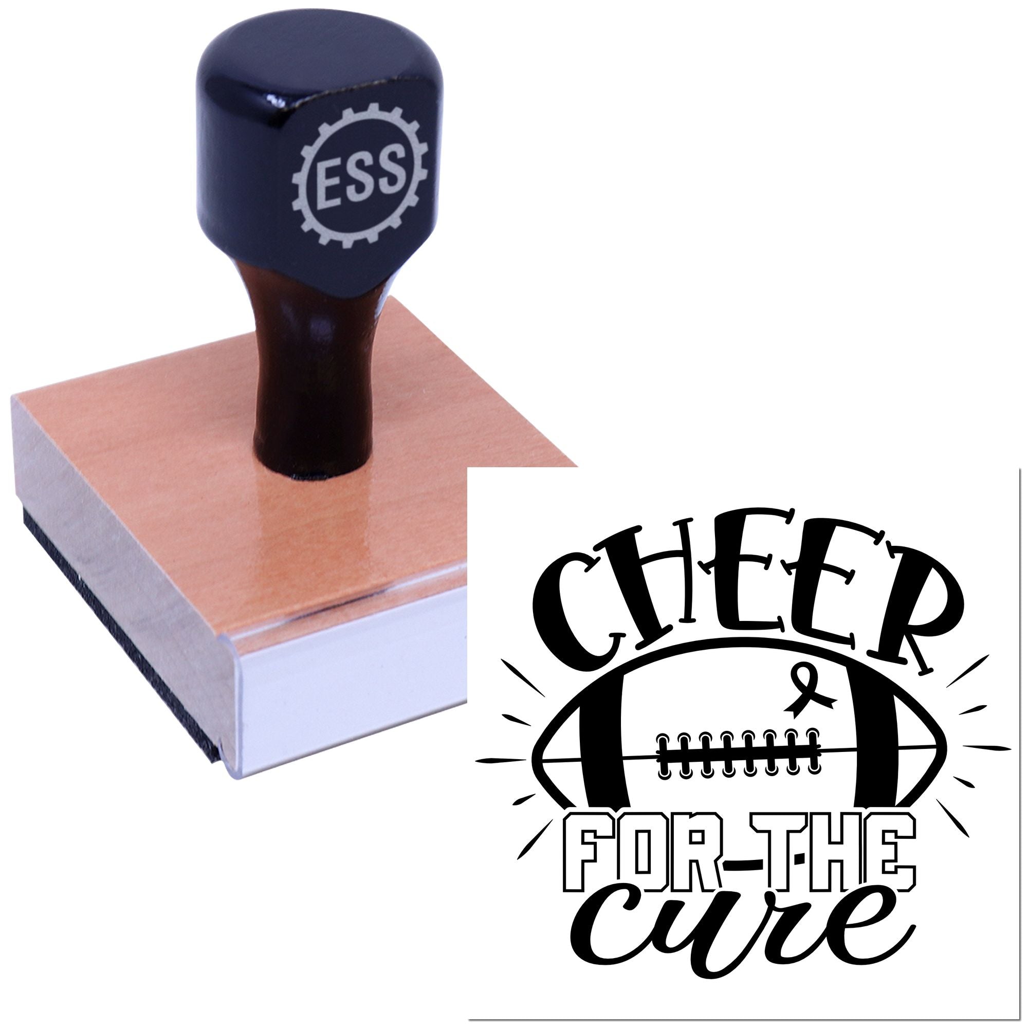 Cure Football Cheer Handcraft Rubber Stamp