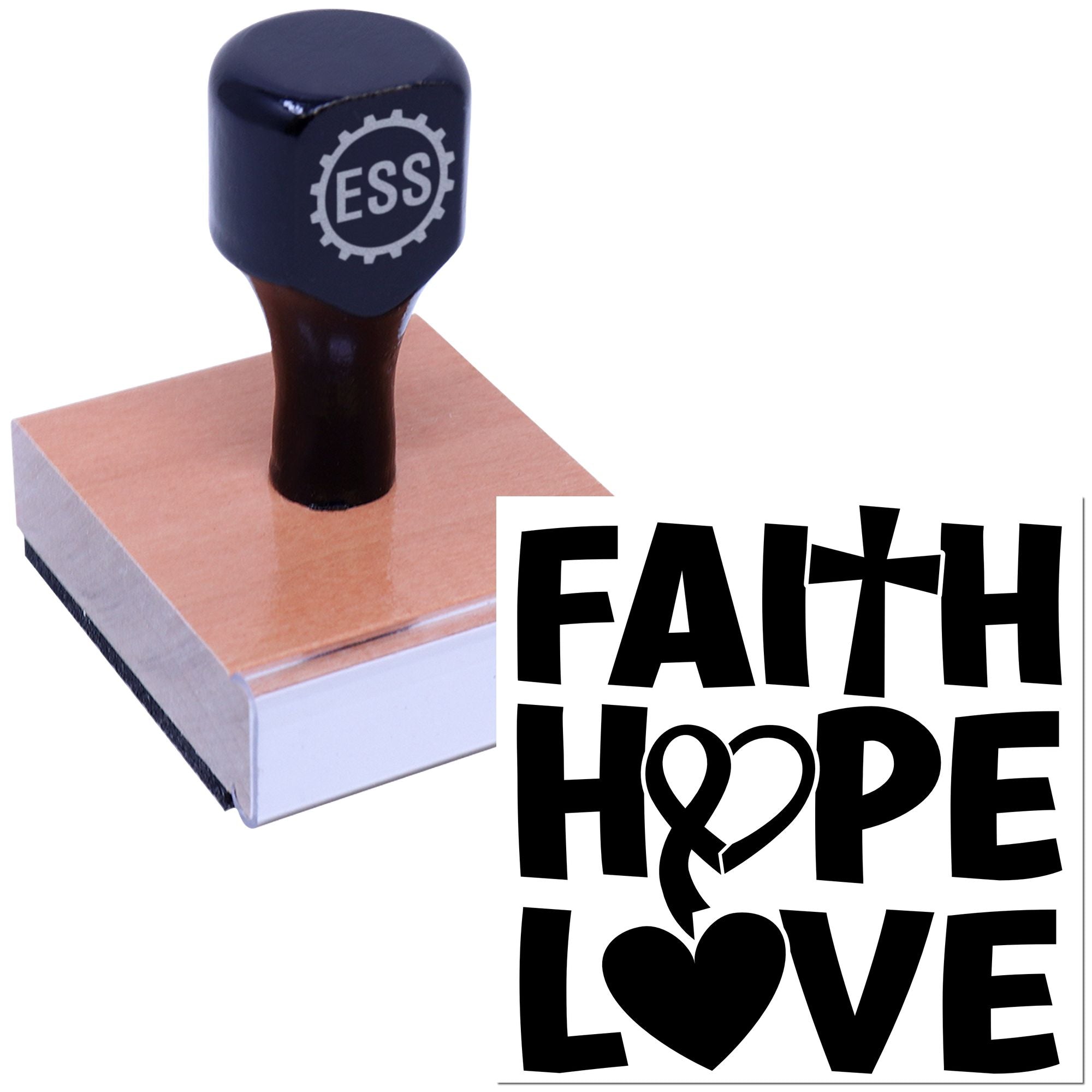 Cross Ribbon Heart Paper Craft Rubber Stamp