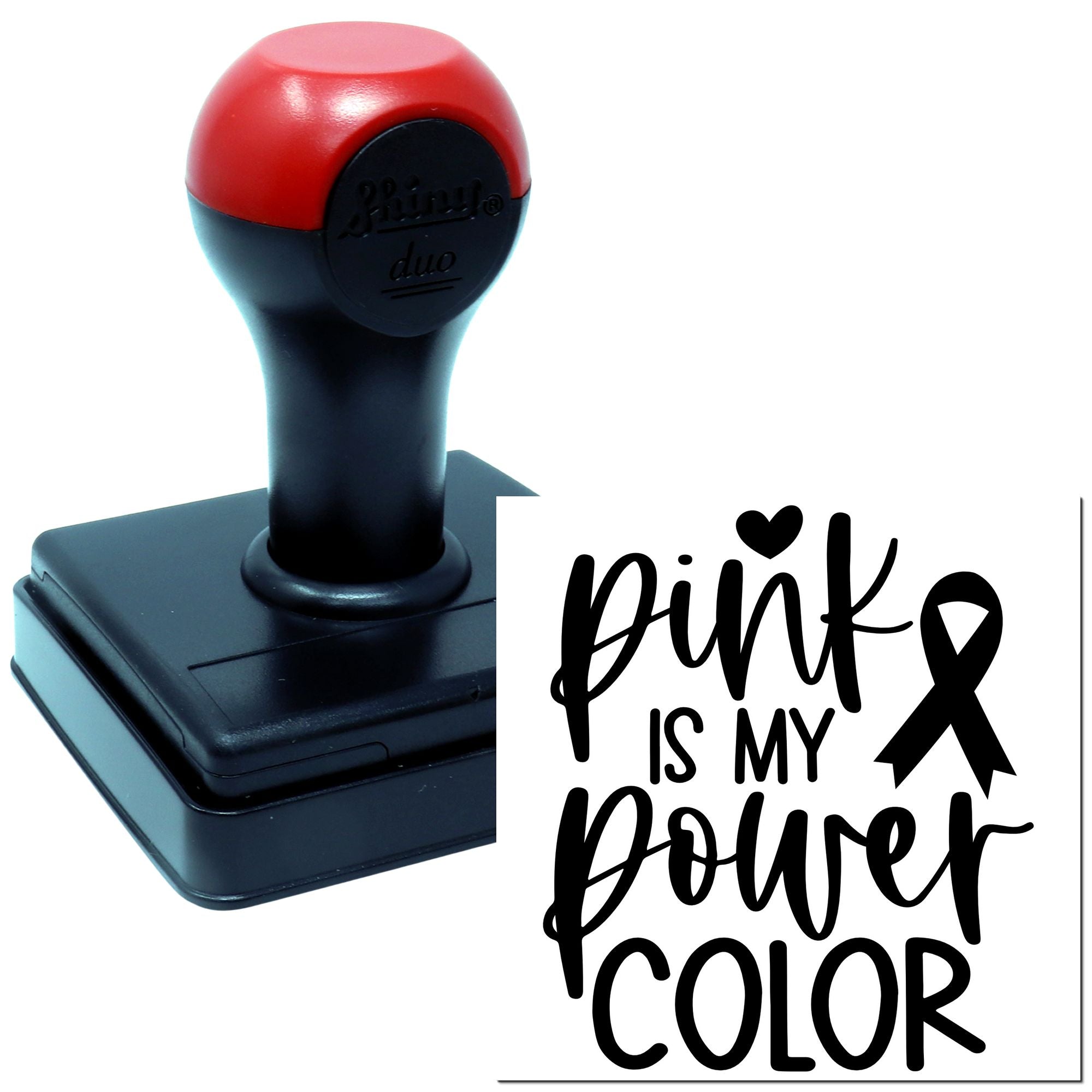 Duo Pink Ribbon Power For Survivors Hand Stamp