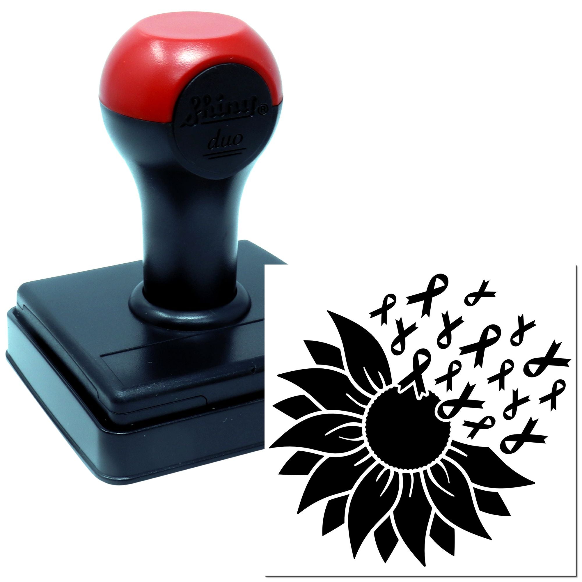 Duo Sunflower Of Hope With Ribbons Hand Stamp
