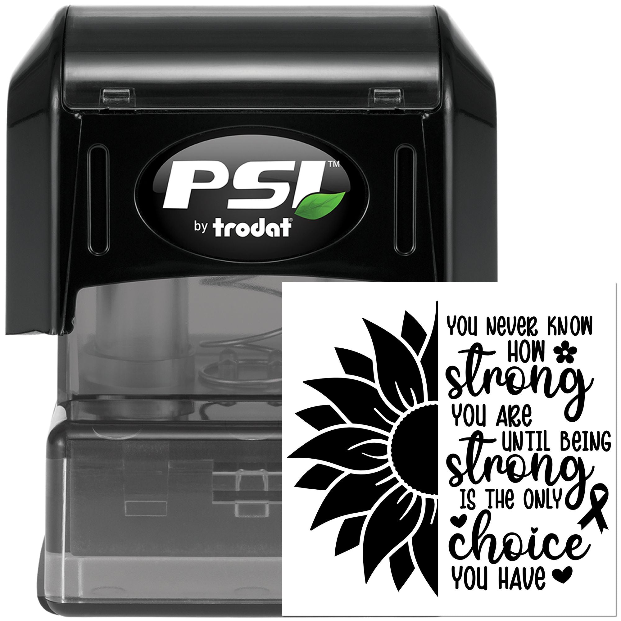 Pre-Inked Sunflower Strength Quote Paper Goods Stamp