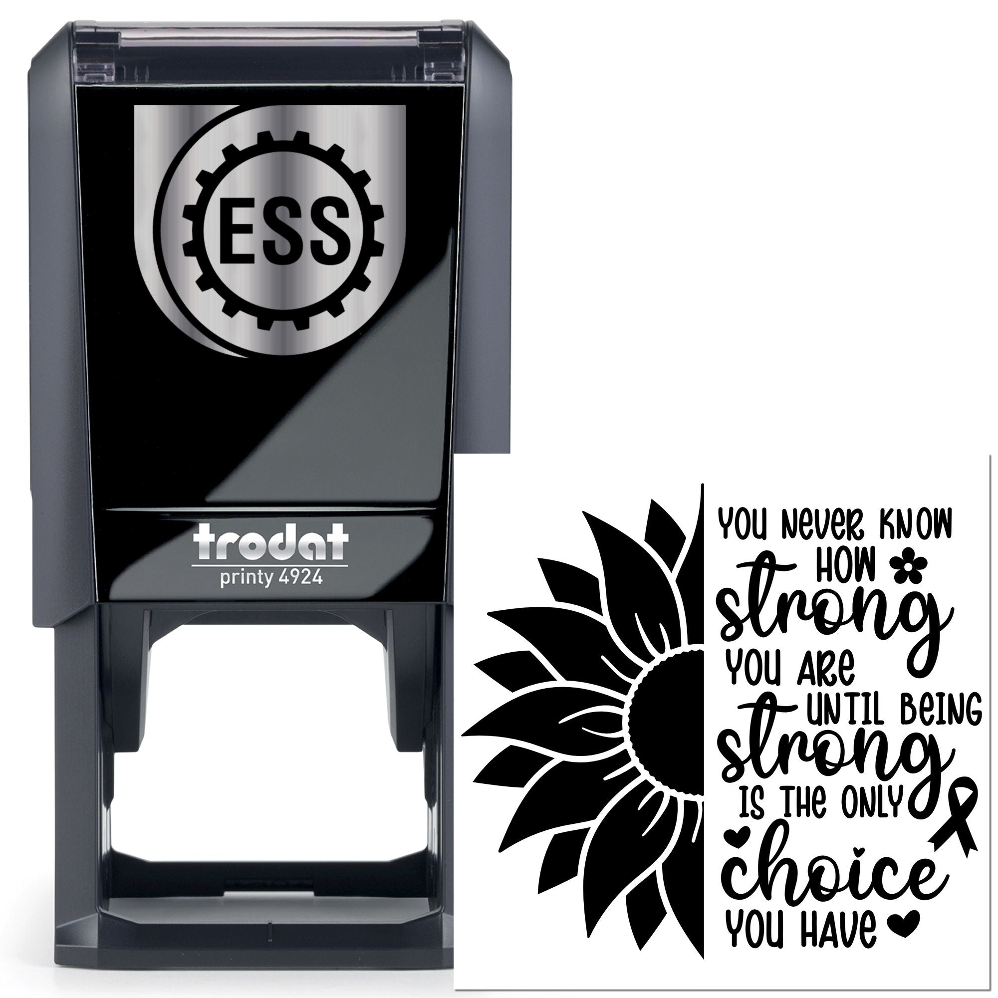 Self-Inking Sunflower Strength Note Card Stamp