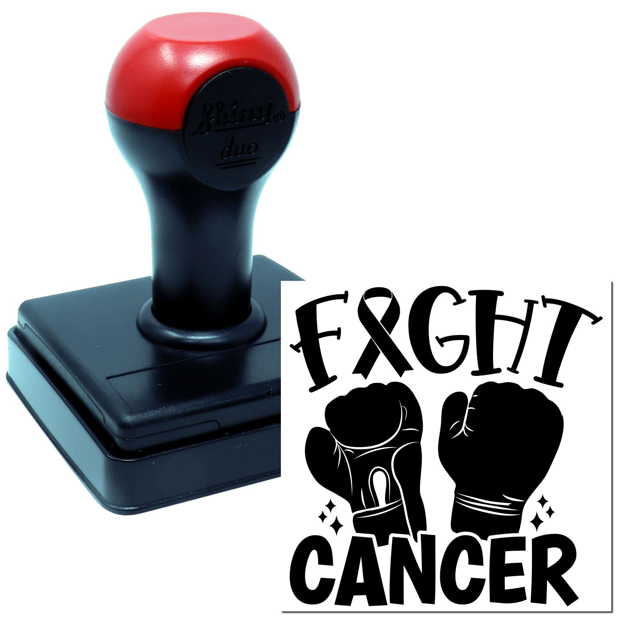 Duo Fight Cancer Boxing Gloves Ribbon Hand Stamp