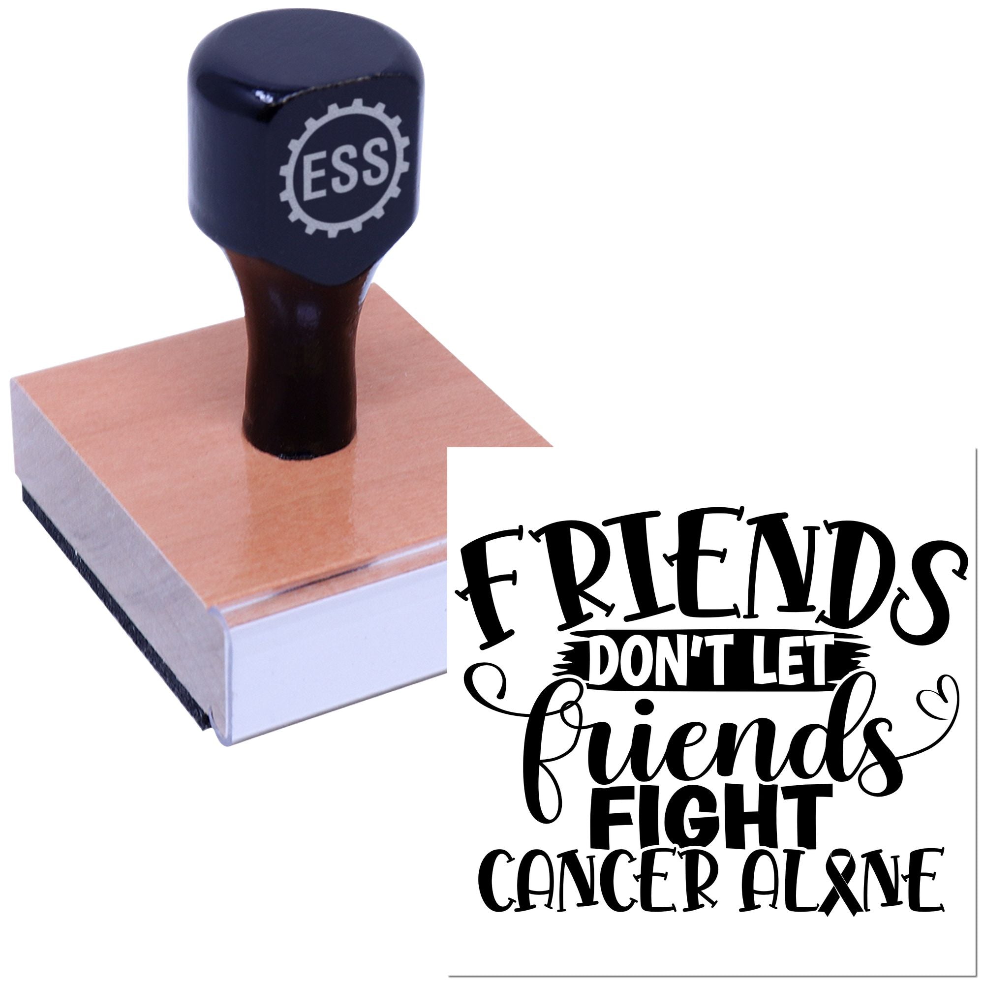 Friends Conquer Cancer Favor Tag Rubber Stamp