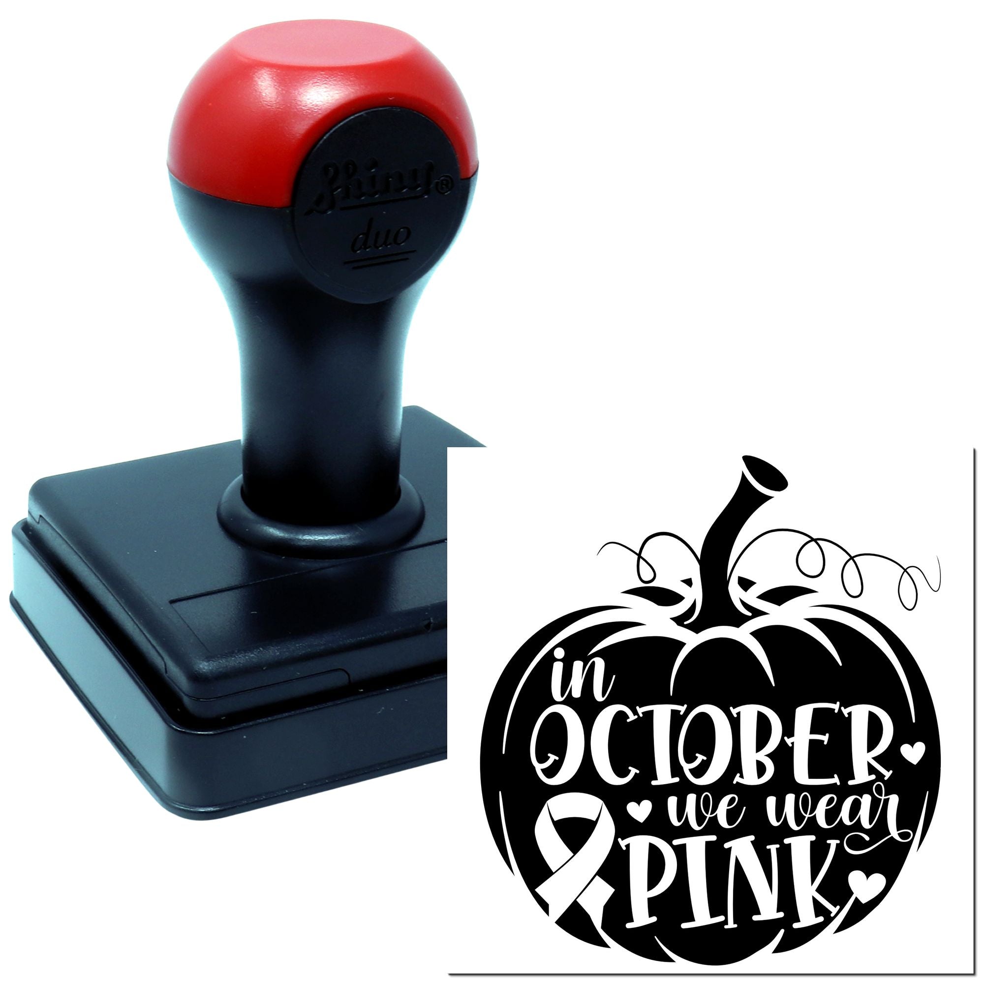 Duo October Pink Pumpkin Breast Cancer Hand Stamp