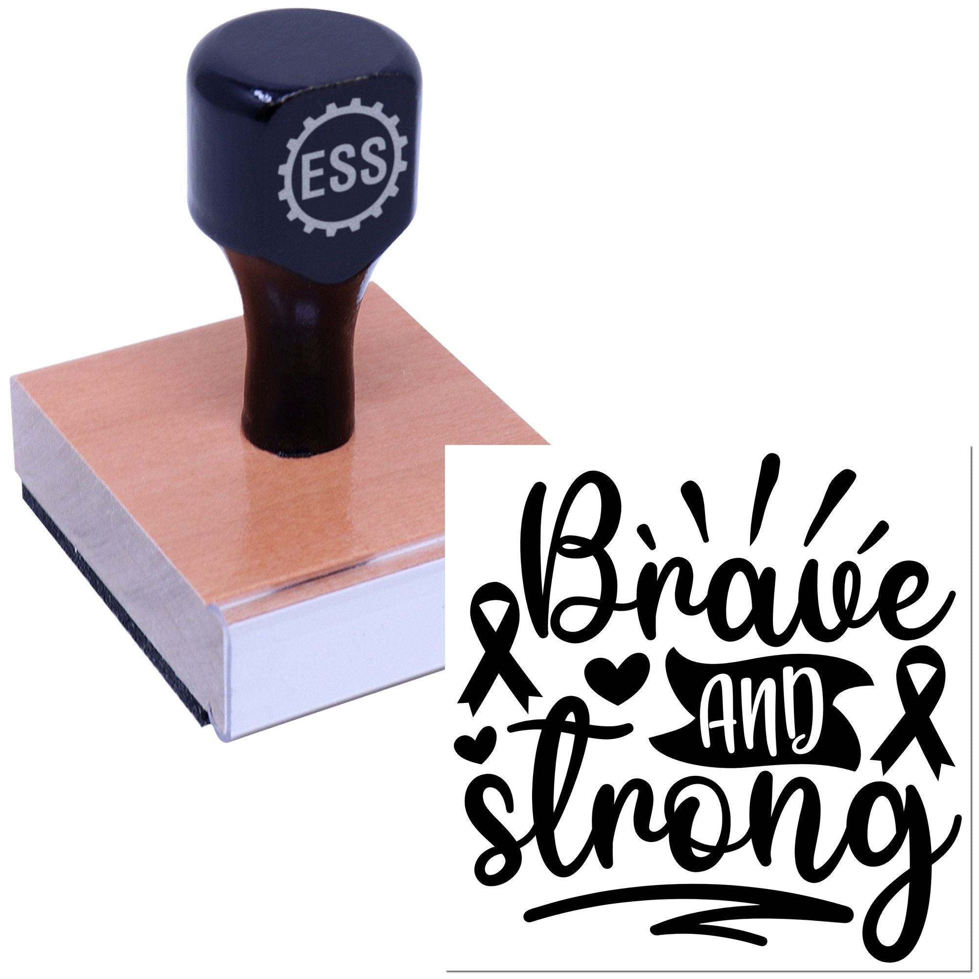 Brave Strong Ribbon Card Making Rubber Stamp