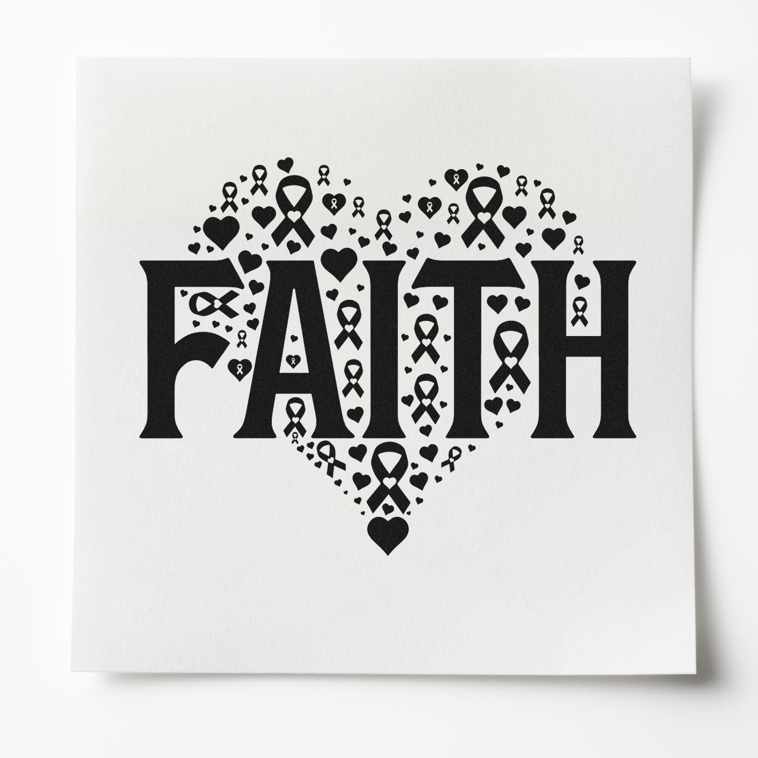 Heart Ribbon Faith Paper Goods Rubber Stamp