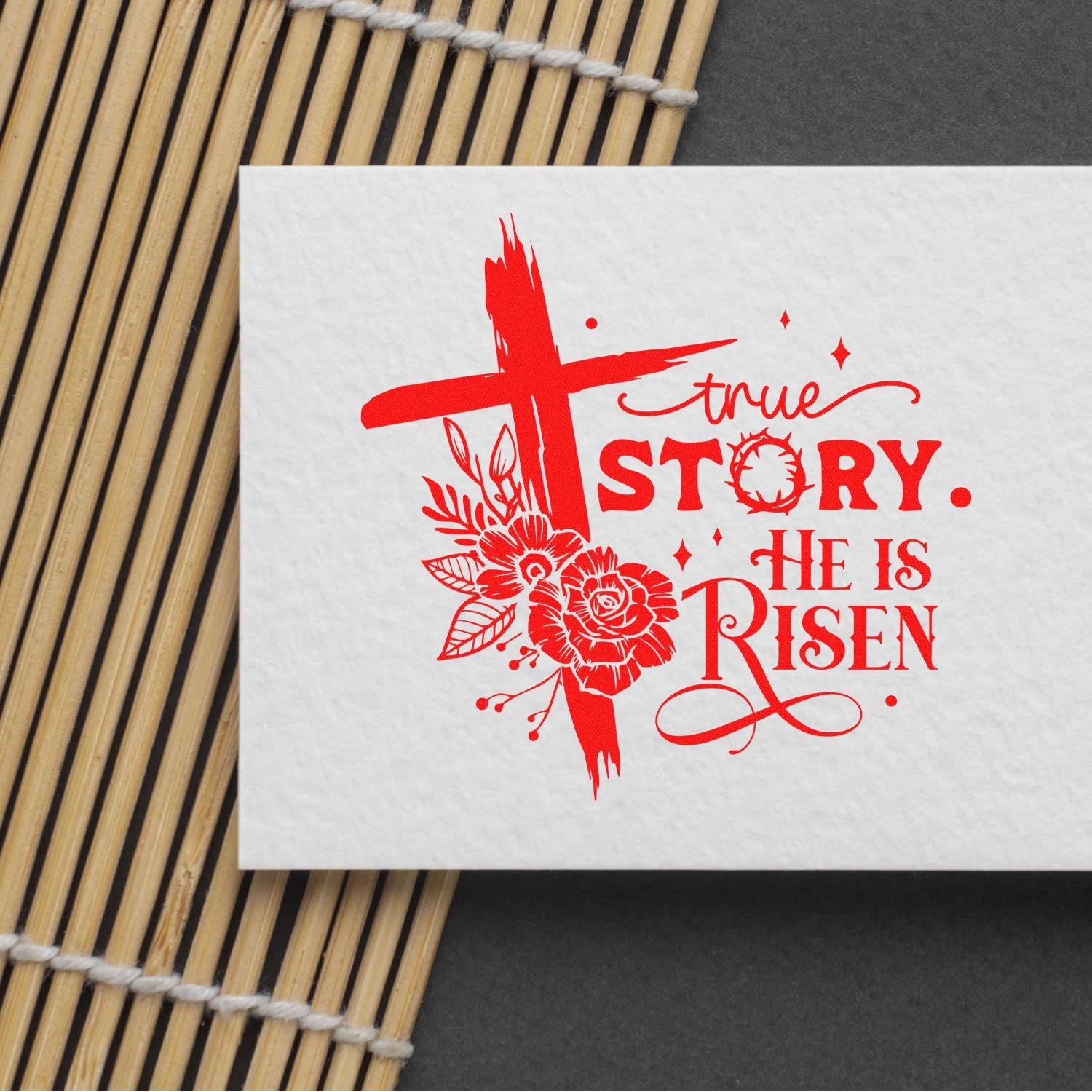 Pre-Inked Risen Cross Artwork Party Favor Stamp