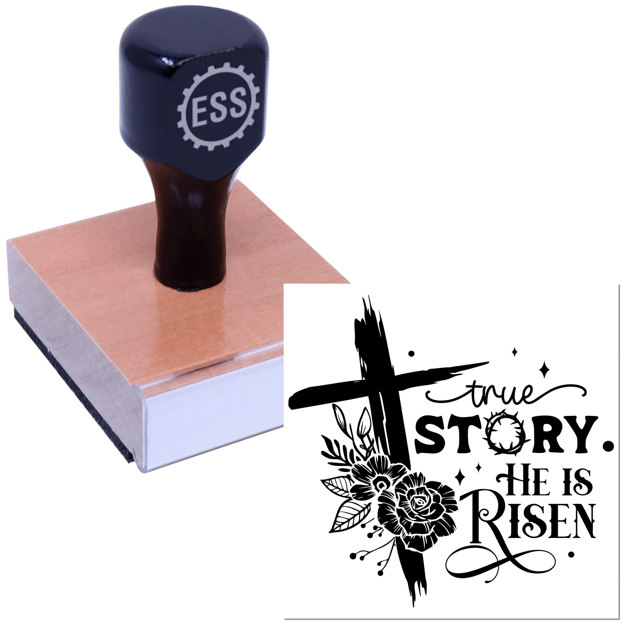 Floral Resurrection Cross Scrapbooking Rubber Stamp