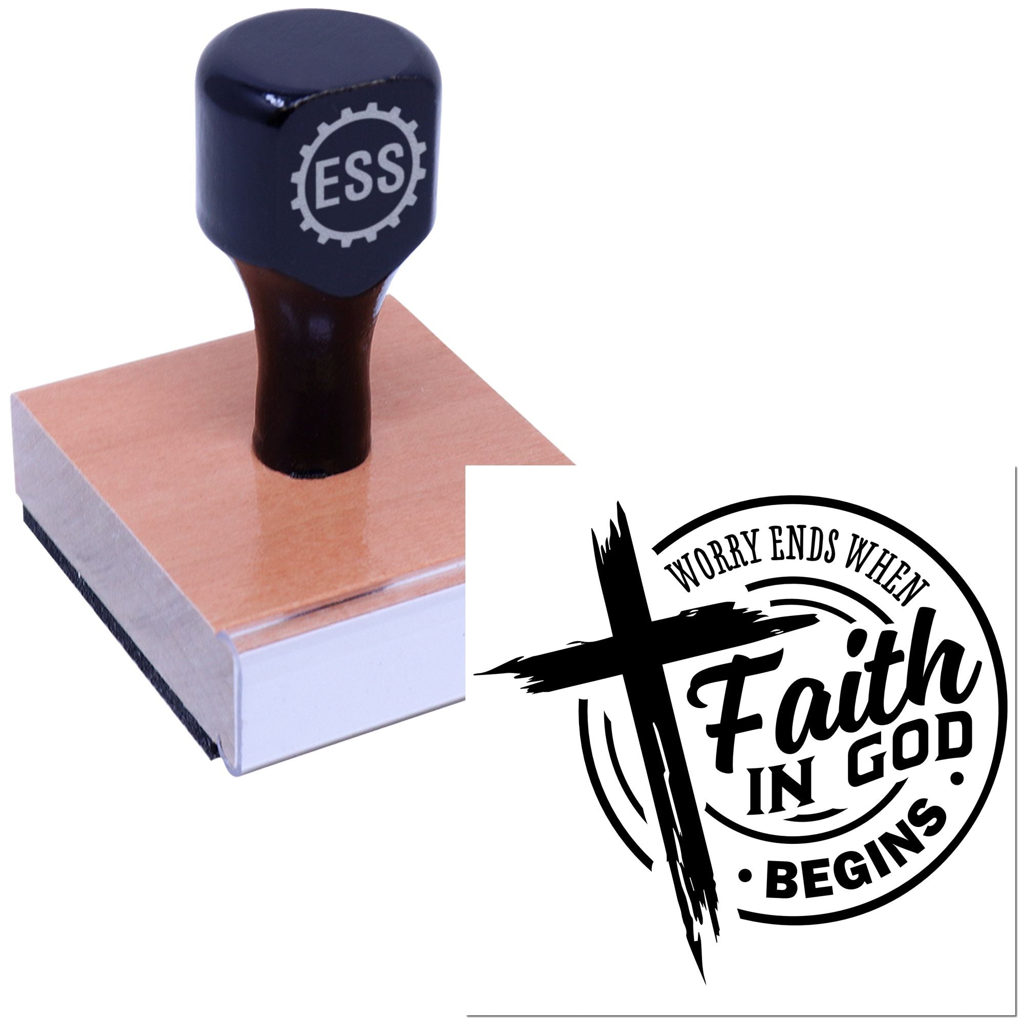 Faith Over Worry Card Making Rubber Stamp