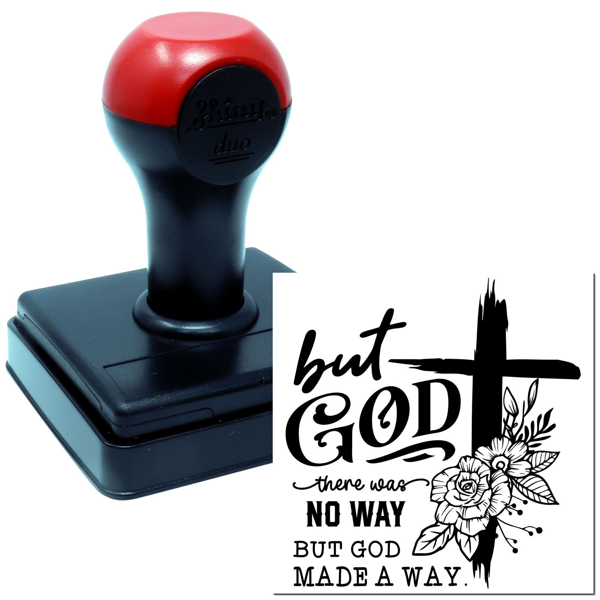 Duo Cross With Floral God Typography Hand Stamp