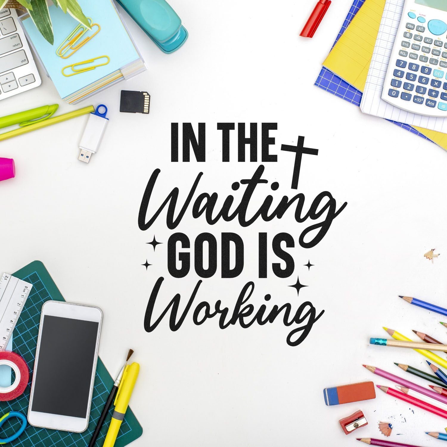 Pre-Inked God Is Working Scrapbooking Stamp