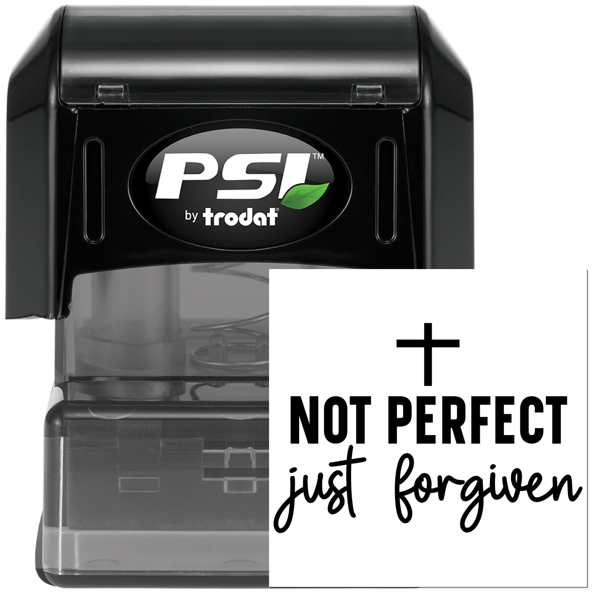 Pre-Inked Not Perfect Forgiven Favor Tag Stamp