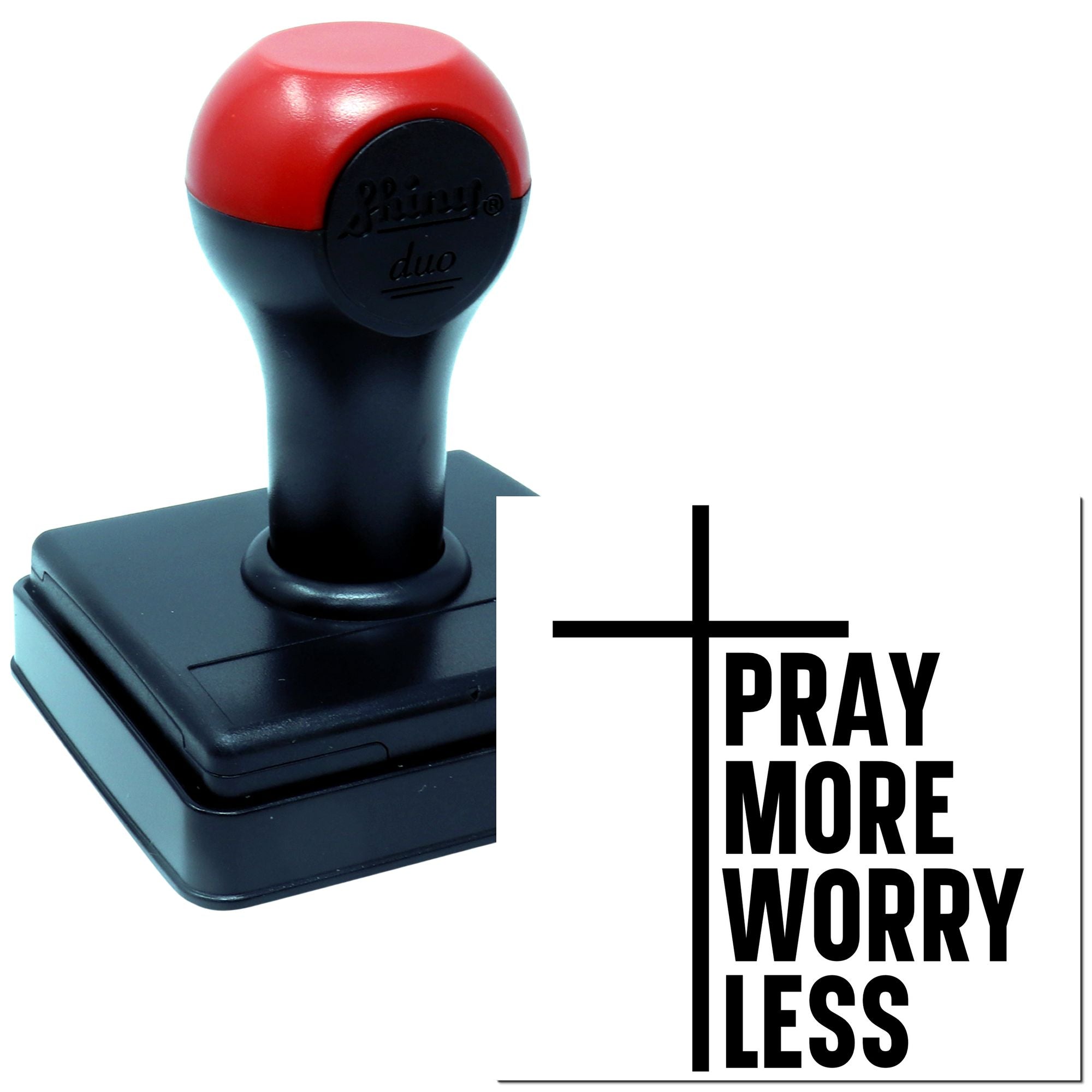 Duo Cross Pray More Worry Less Hand Stamp