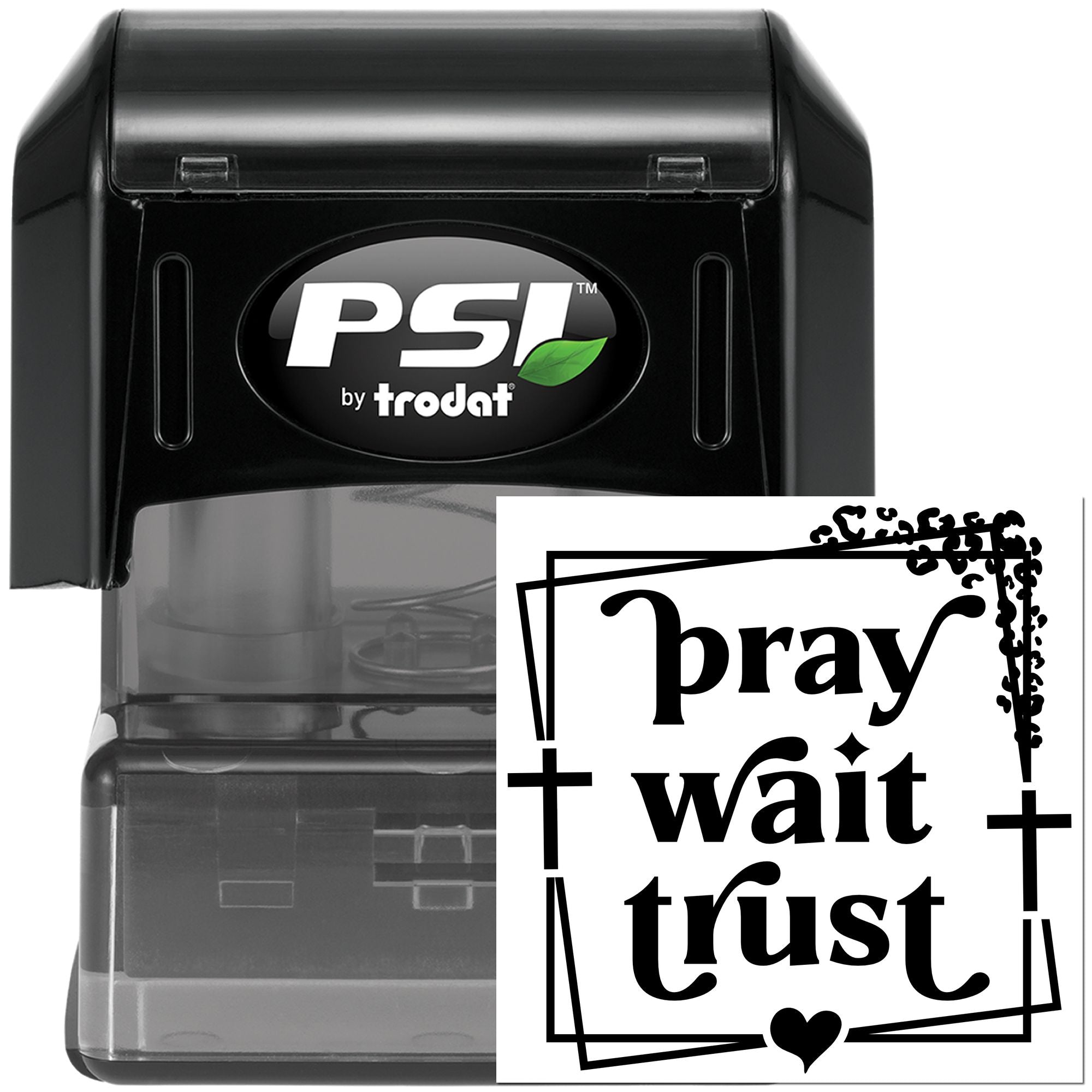 Pre-Inked Pray Wait Trust Card Stamp