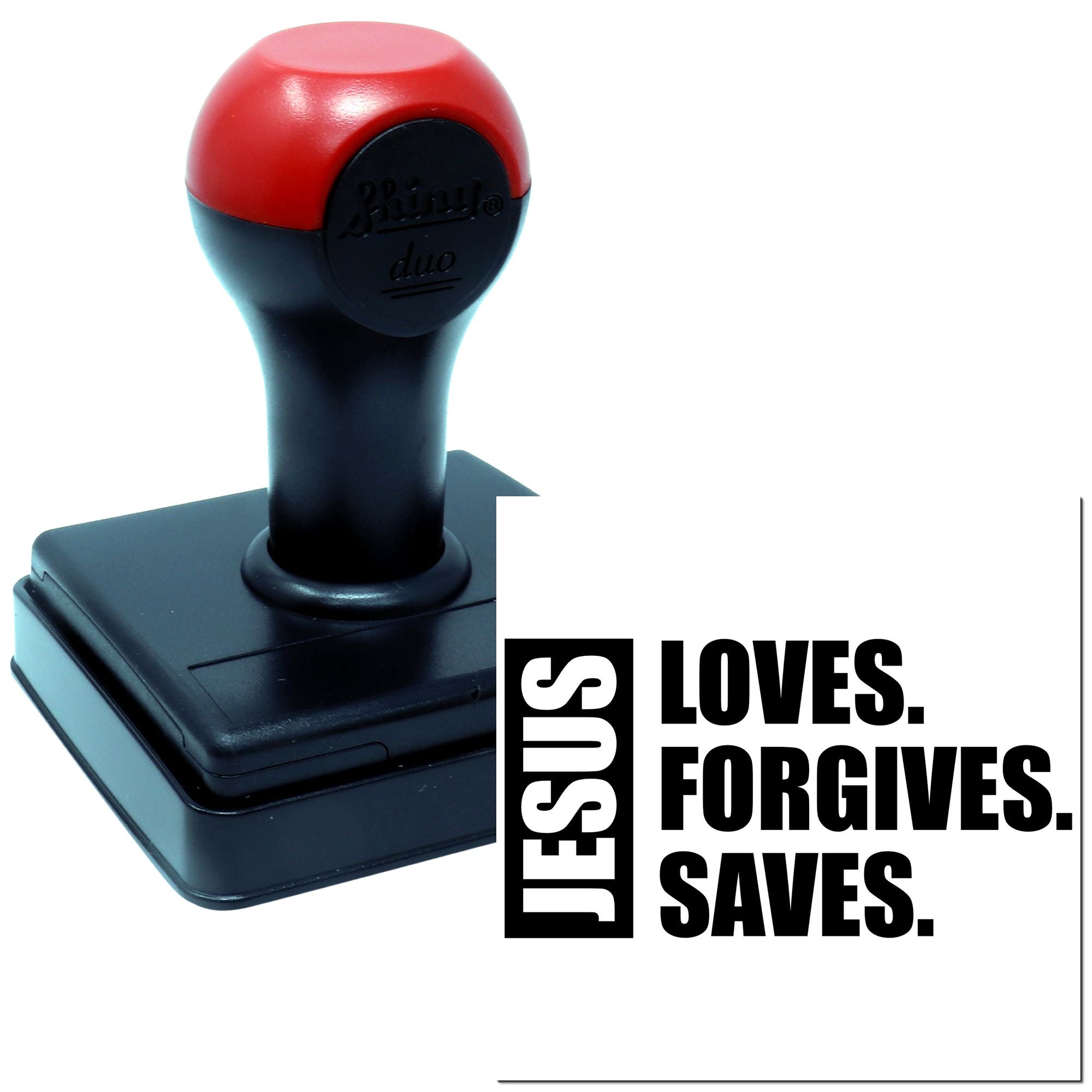 Duo Bold Jesus Loves Forgives Saves Hand Stamp