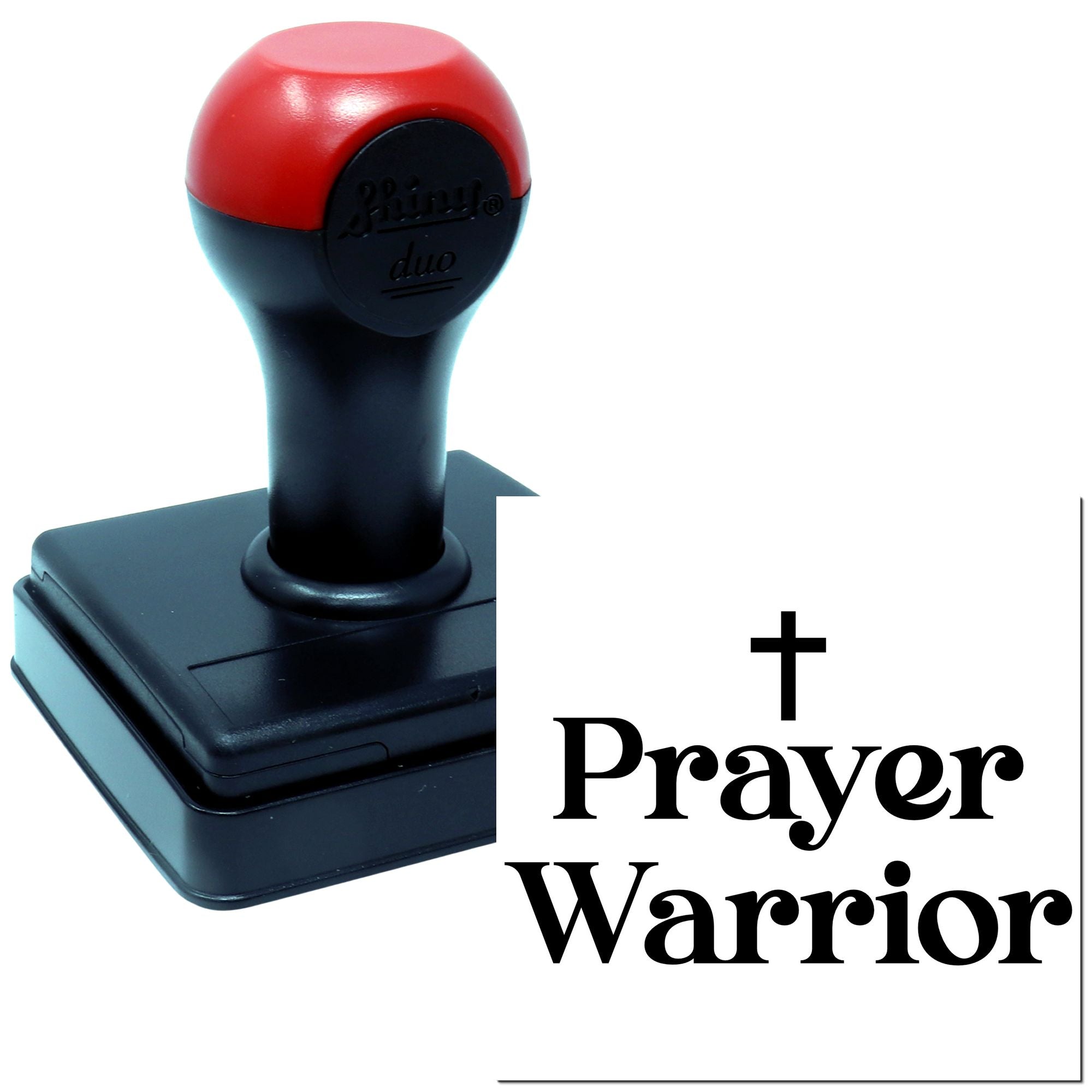 Duo Cross Above Prayer Warrior Emblem Hand Stamp