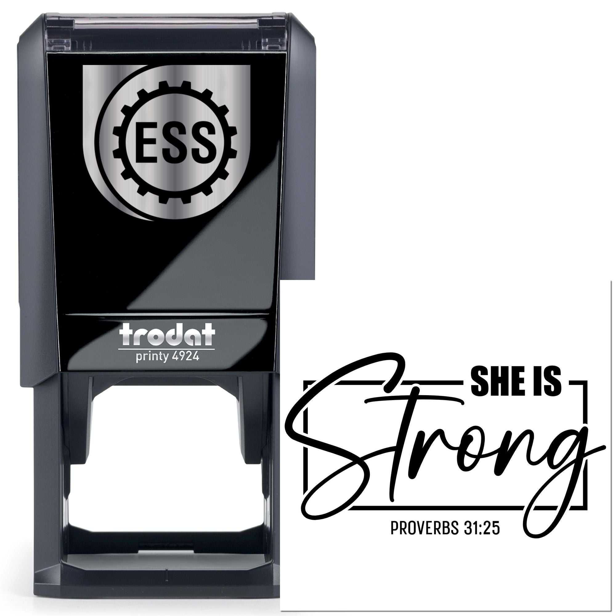 Self-Inking Strong Woman Favor Tag Stamp