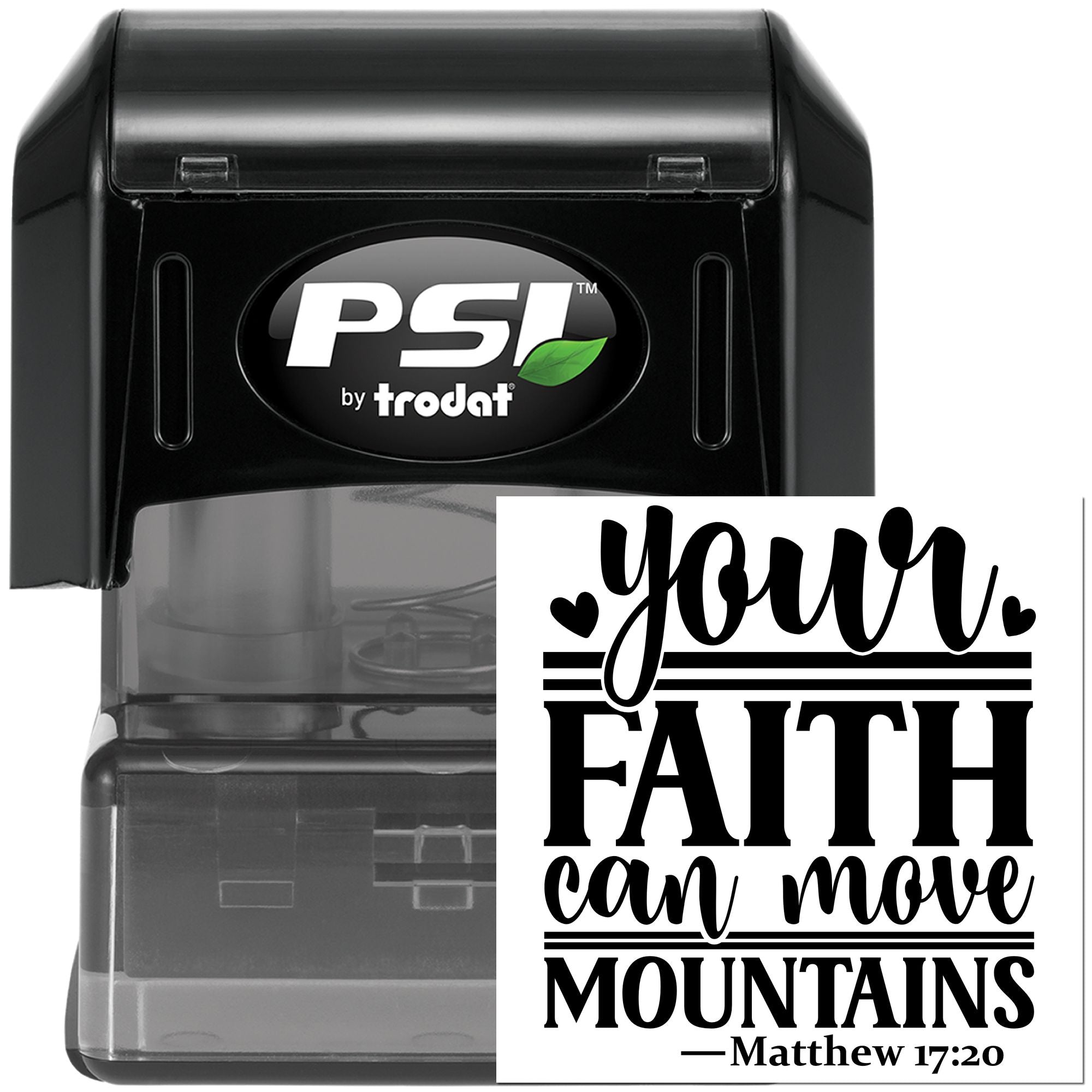 Pre-Inked Move Mountains Quote Favor Tag Stamp