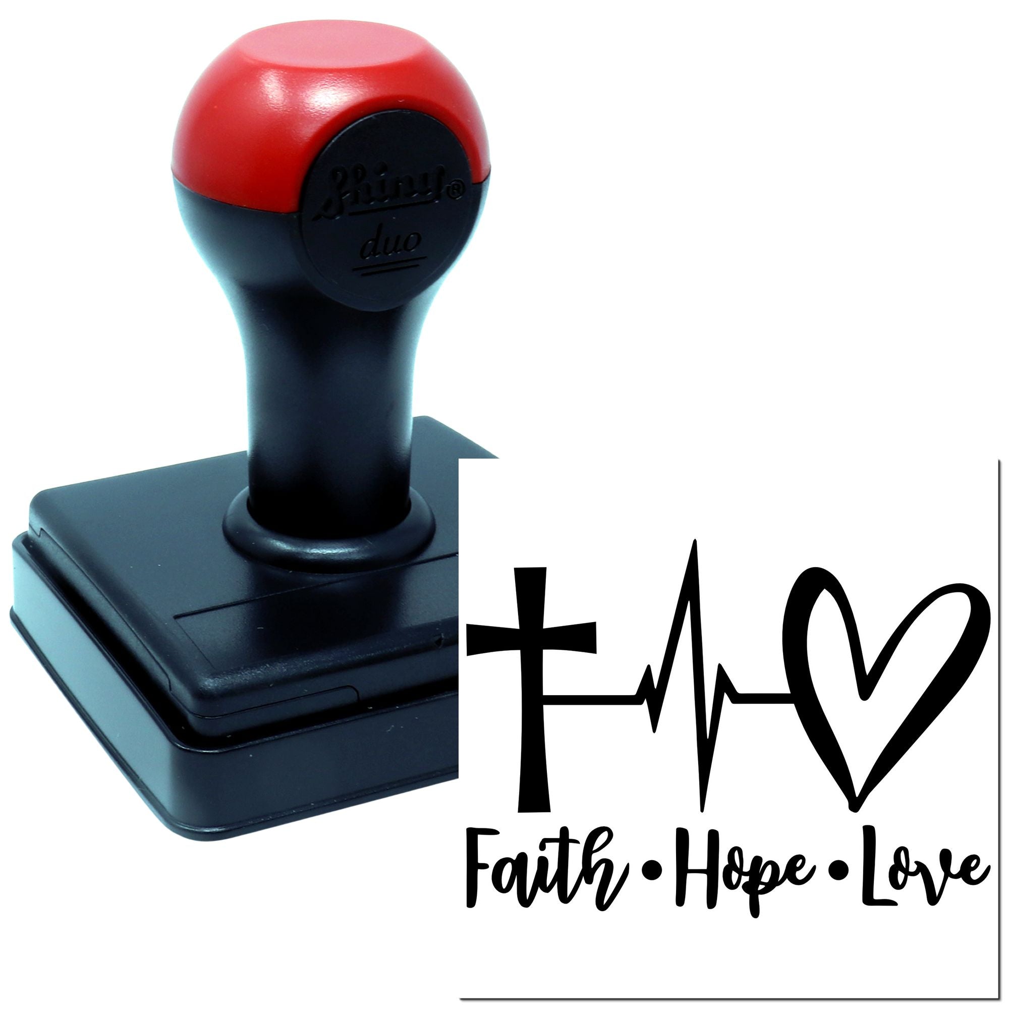 Duo Cross Heartbeat Faith Hope Love Hand Stamp