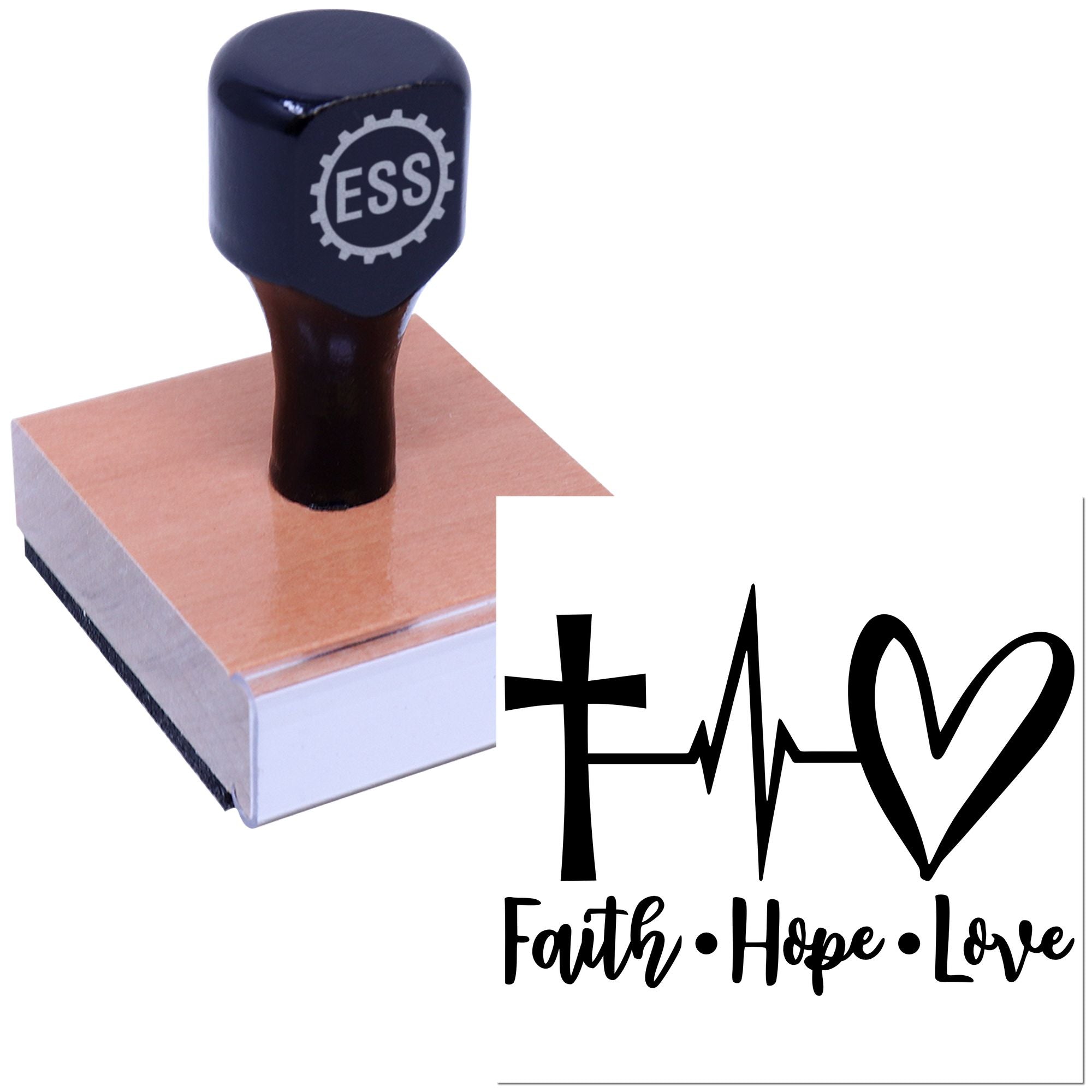 Cross Heartbeat Love Paper Craft Rubber Stamp