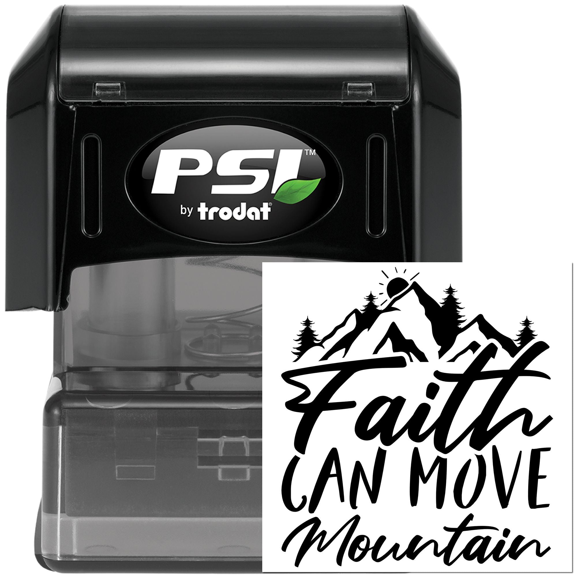 Pre-Inked Faith Moves Mountains Card Stamp