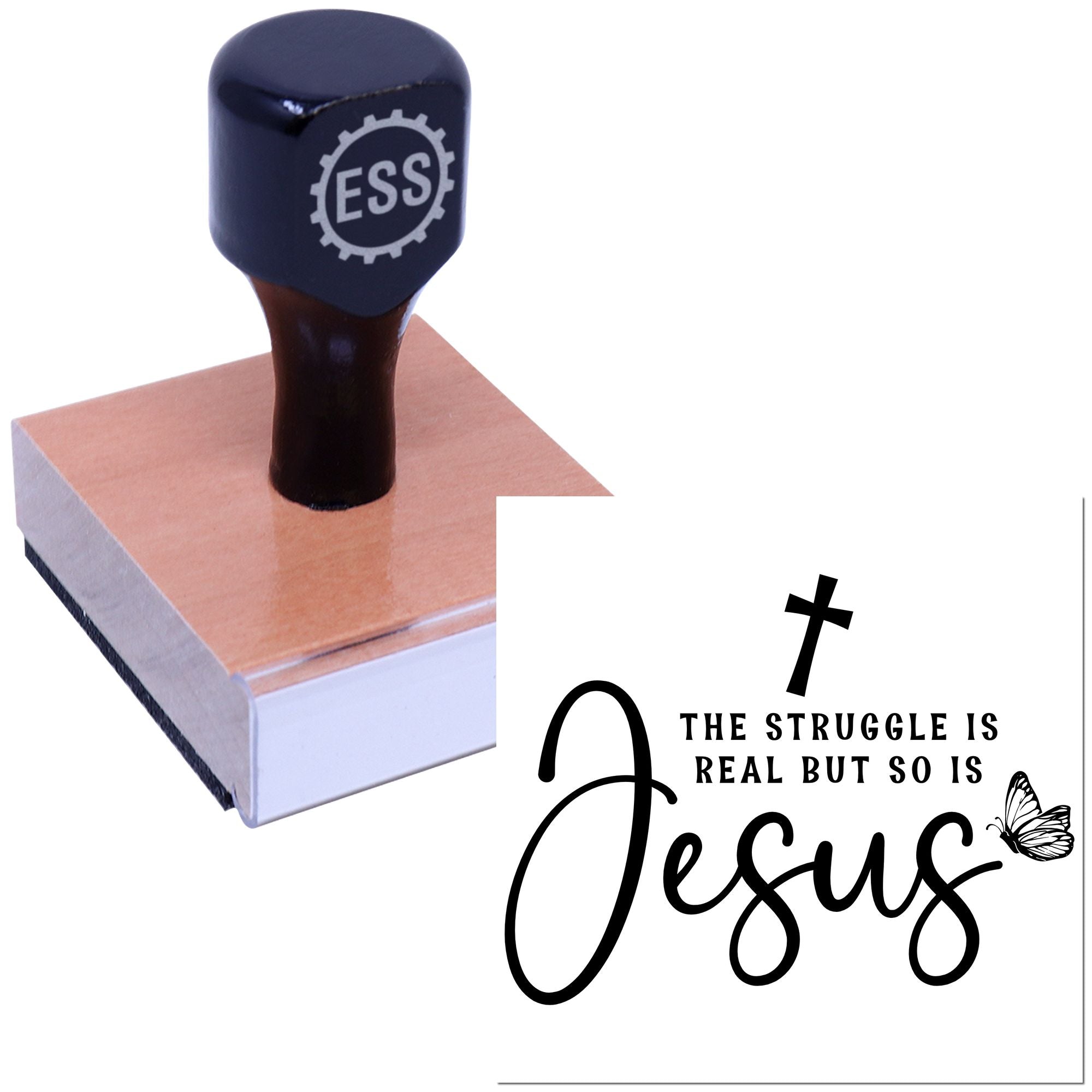 Cross Butterfly Salvation Card Rubber Stamp