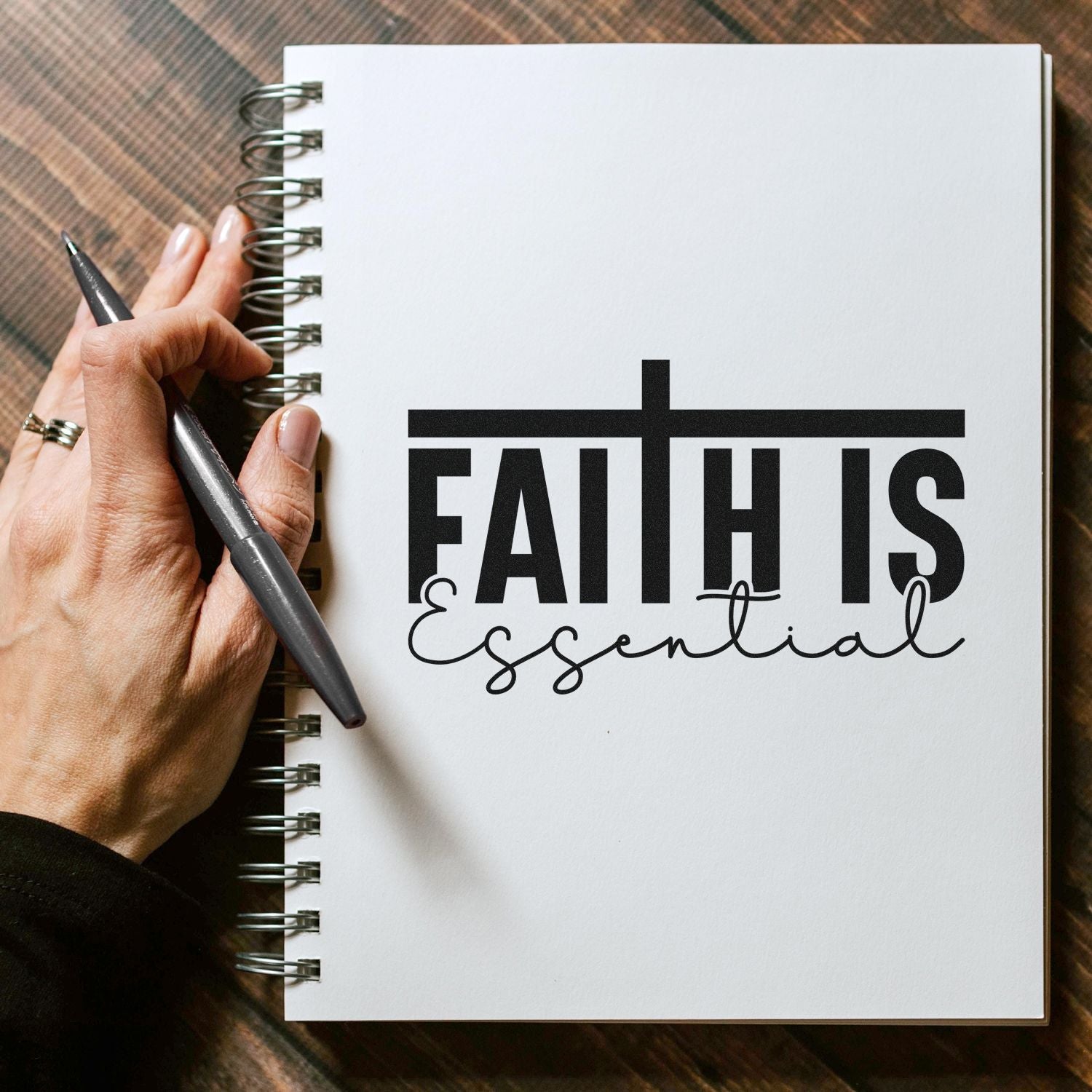 Duo Faith Is Essential Cross Design Hand Stamp