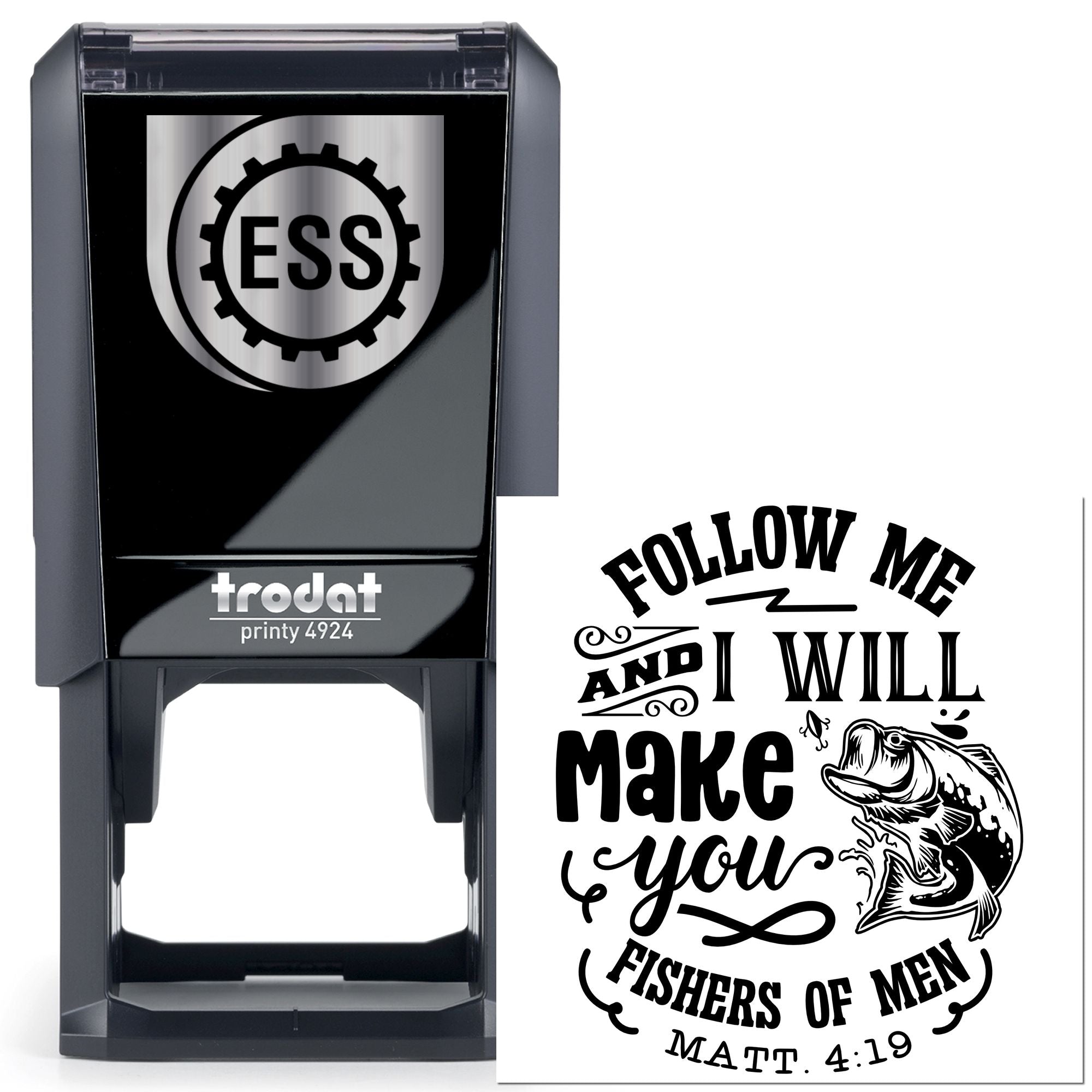 Self-Inking Fishermen Message Note Card Stamp