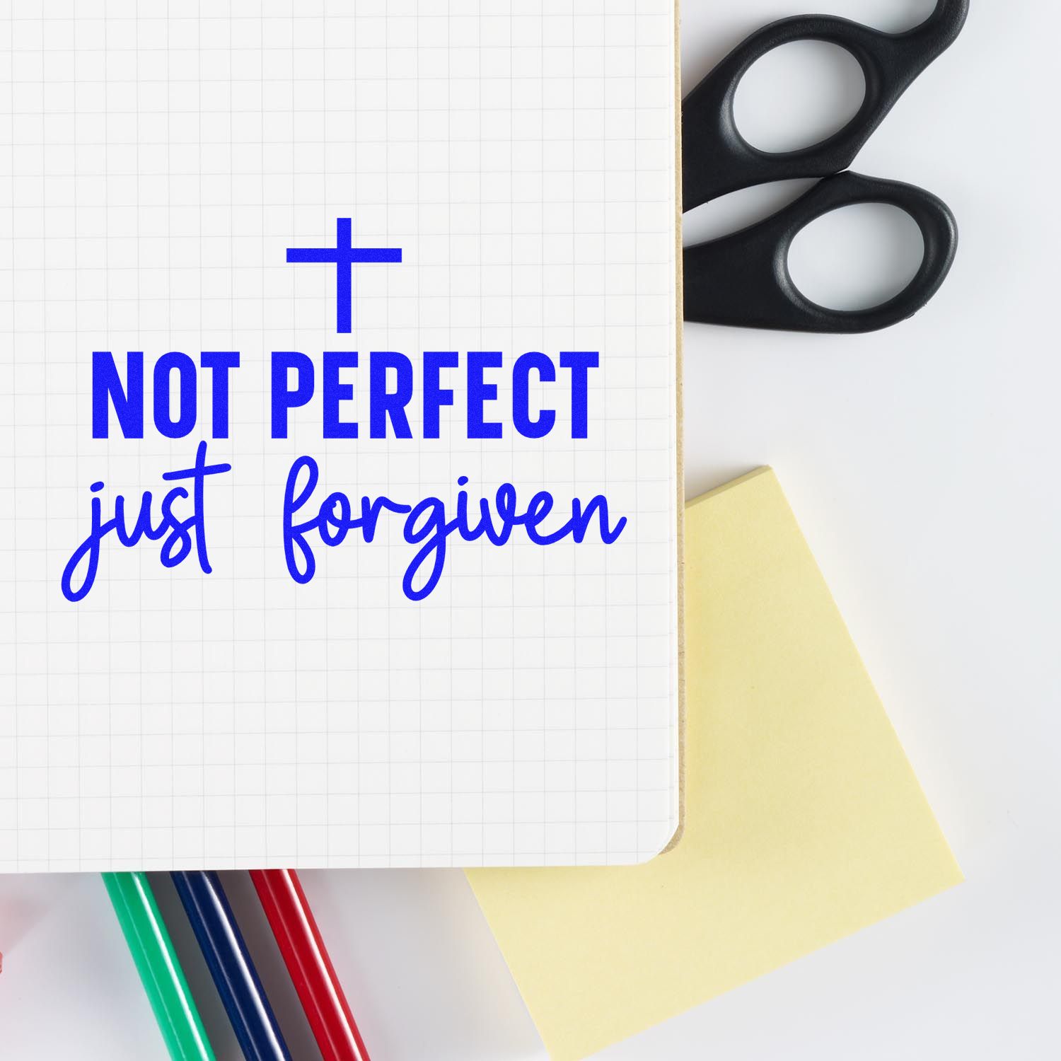 Pre-Inked Not Perfect Forgiven Party Favor Stamp