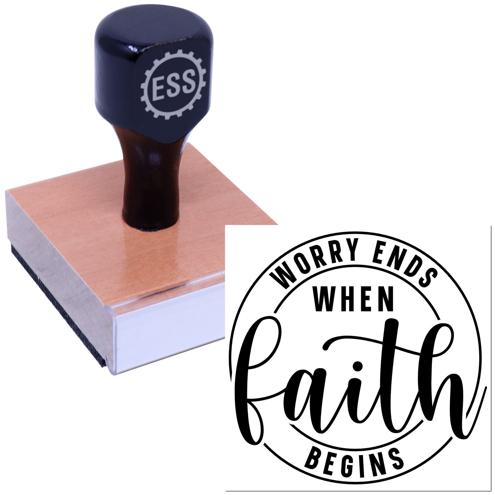 Faith Over Worry Place Card Rubber Stamp