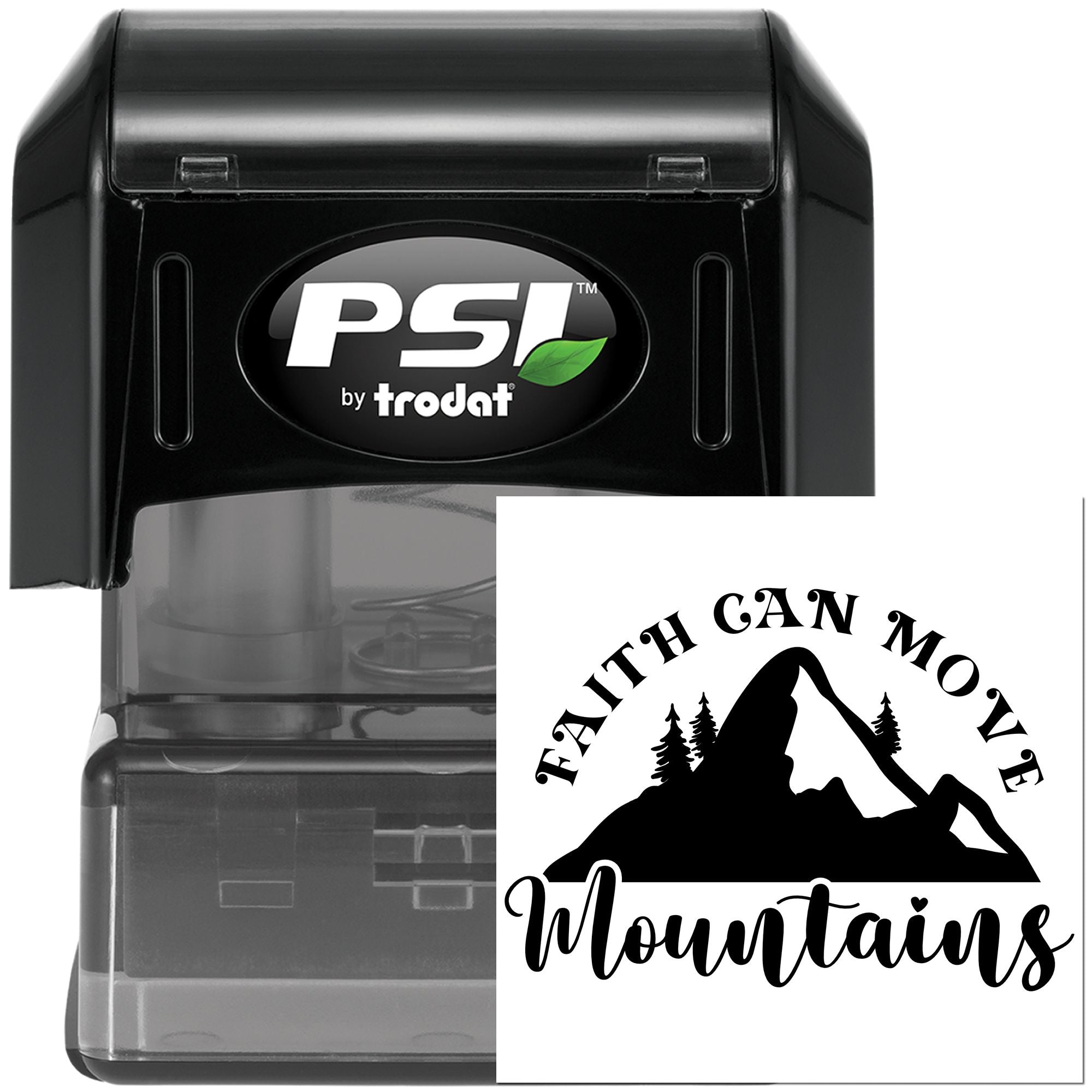 Pre-Inked Faith Moves Mountains Place Card Stamp