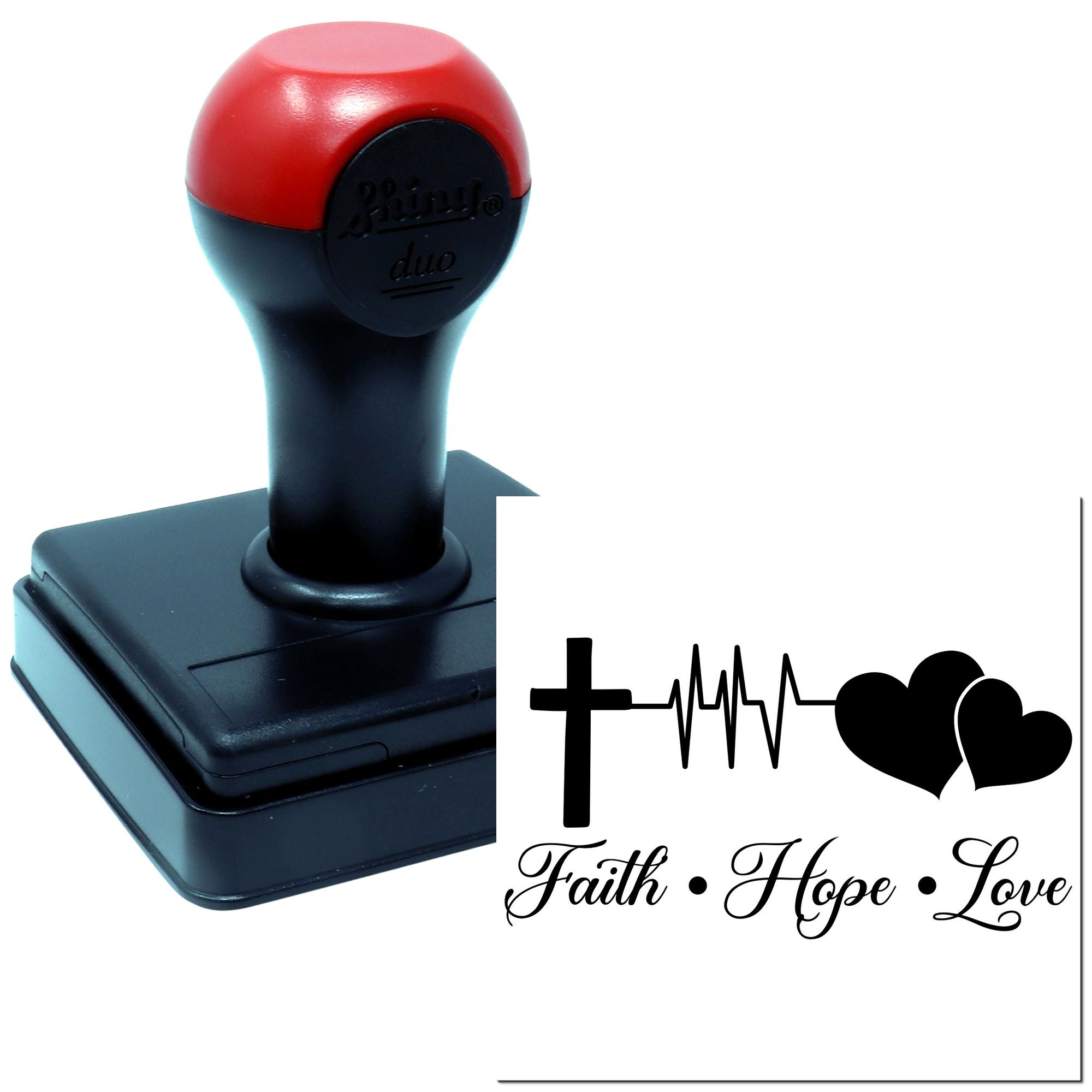 Duo Cross Heartbeat Faith Hope Love Hand Stamp