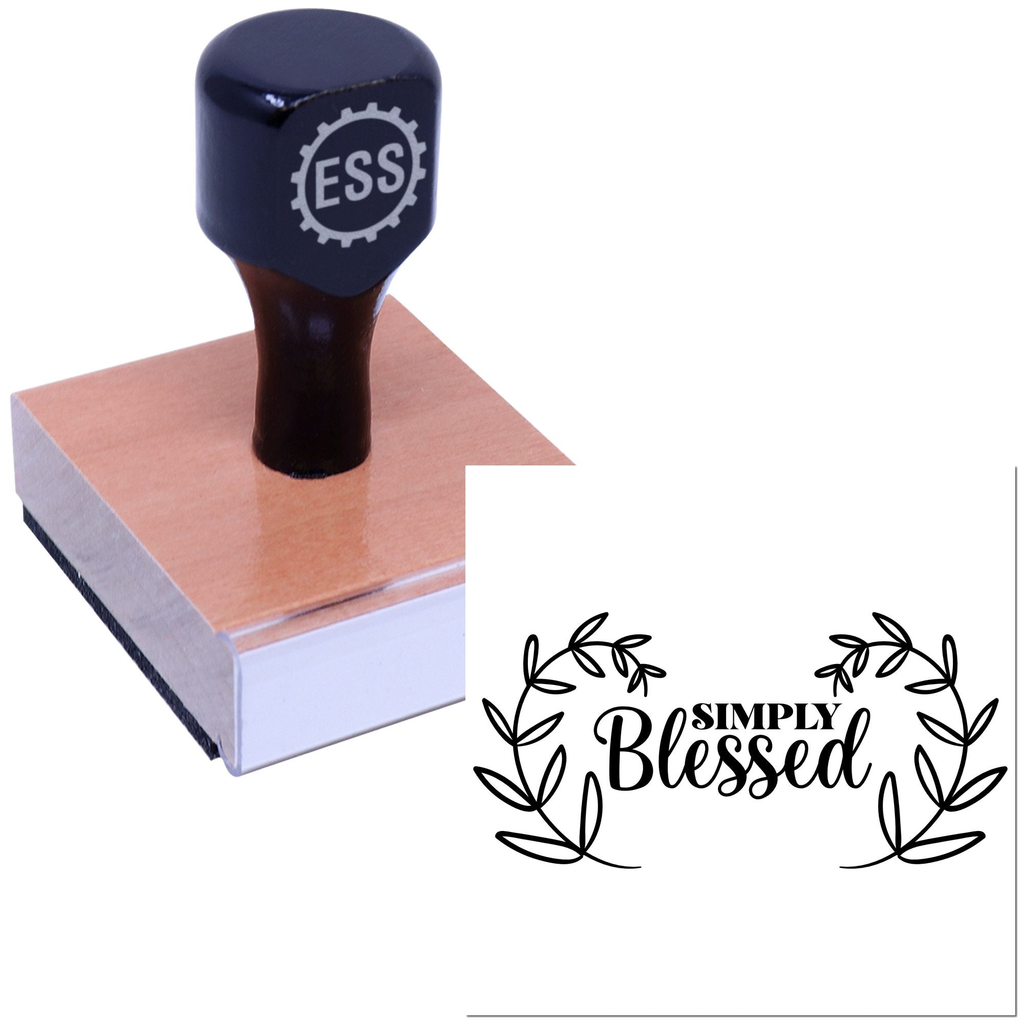 Graceful Leafy Blessing Greeting Card Rubber Stamp