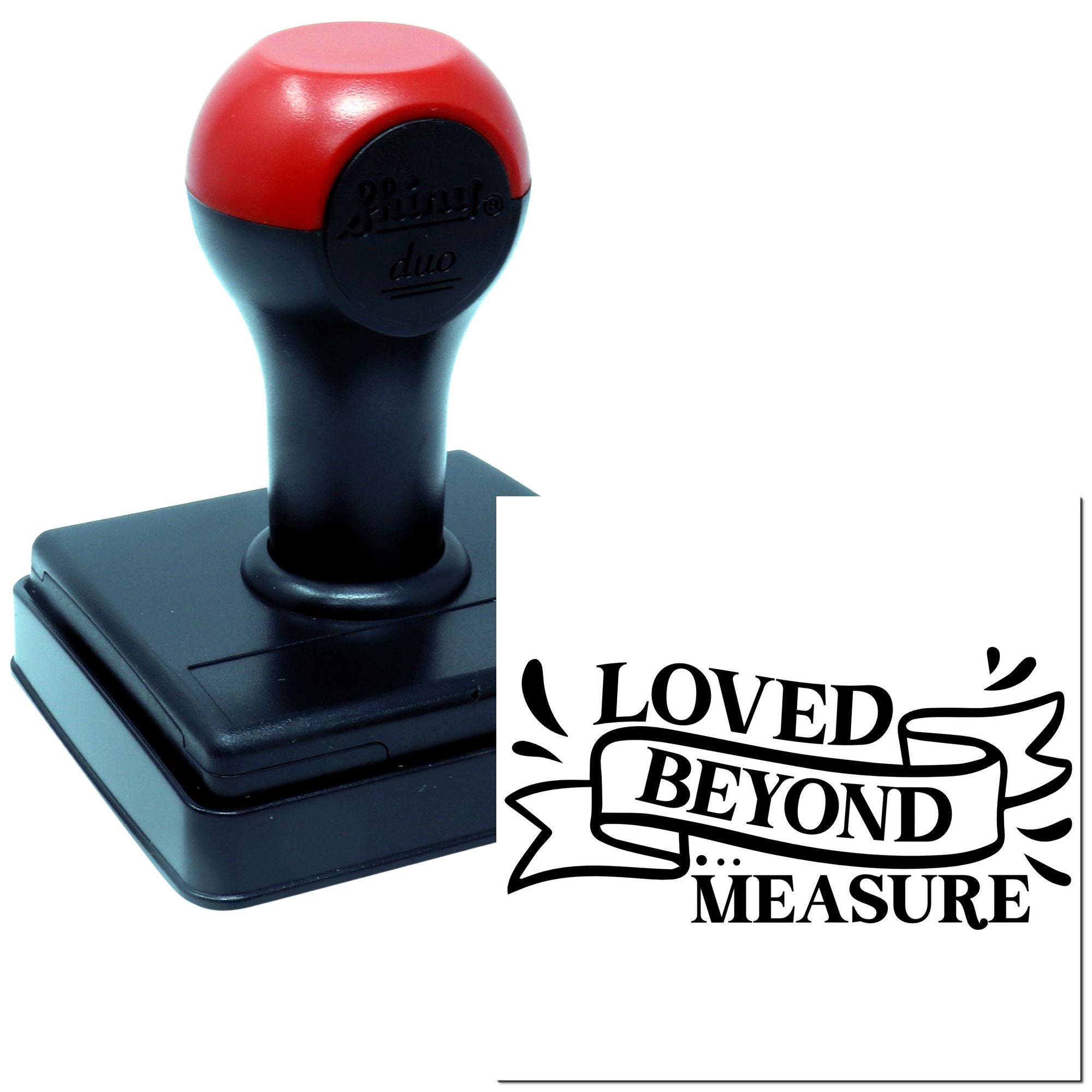Duo Loved Beyond Measure Ribbon Design Hand Stamp