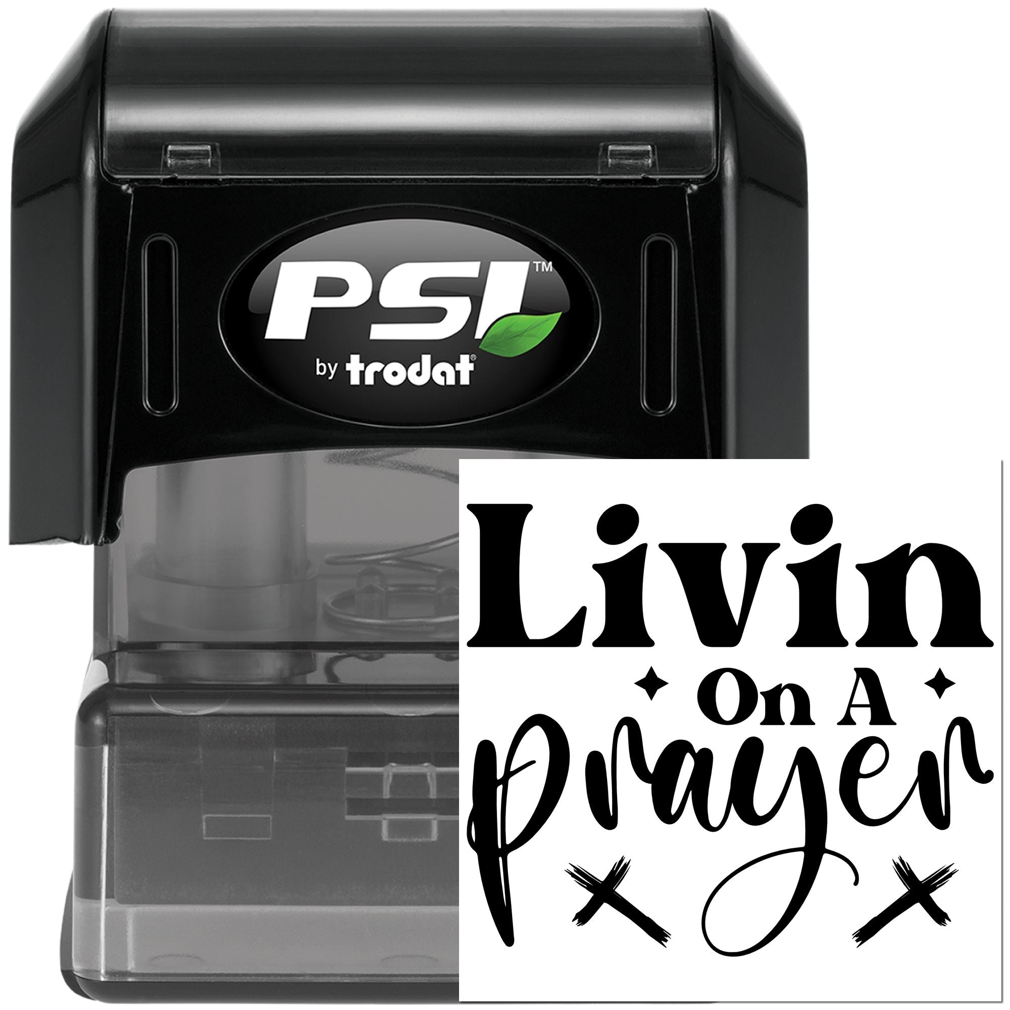 Pre-Inked Livin On Prayer Greeting Card Stamp