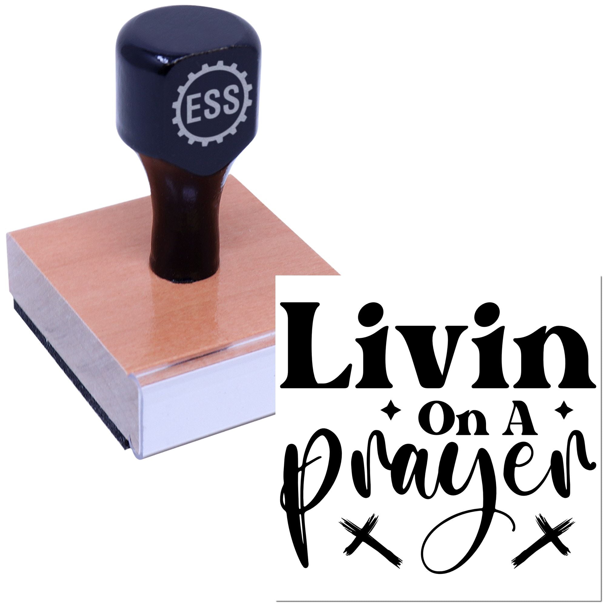 Livin On Prayer Postcard Rubber Stamp