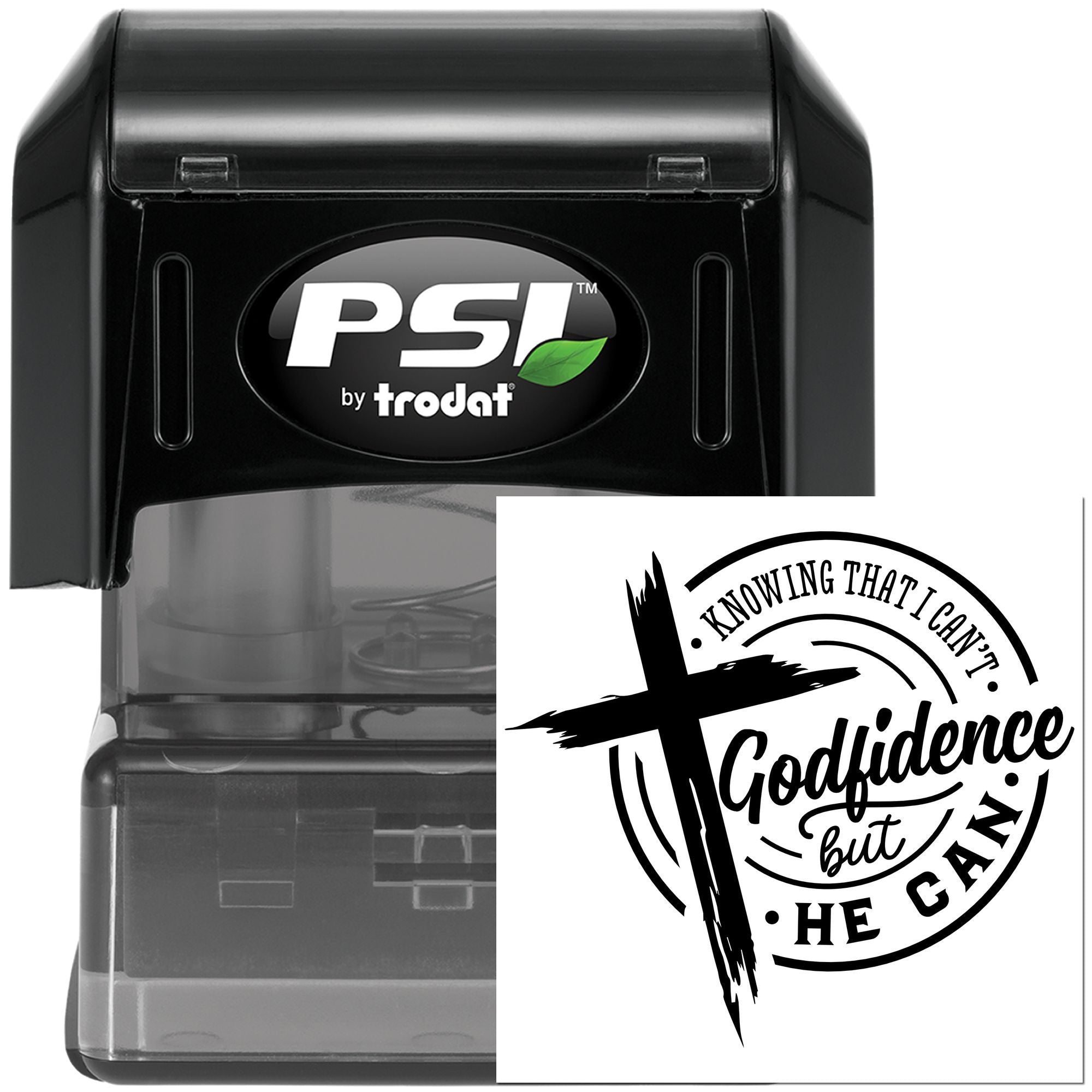 Pre-Inked Christian Confidence Cross Mini Card Stamp