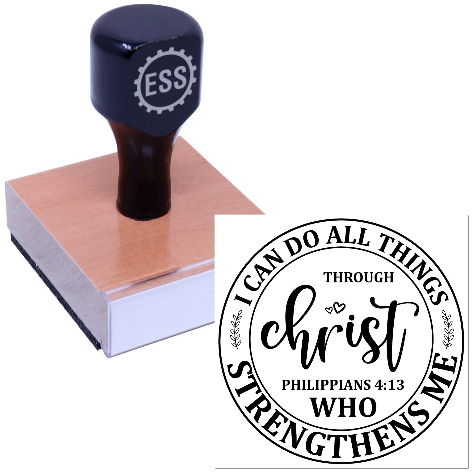 Faith Strength Circle Party Favor Rubber Stamp