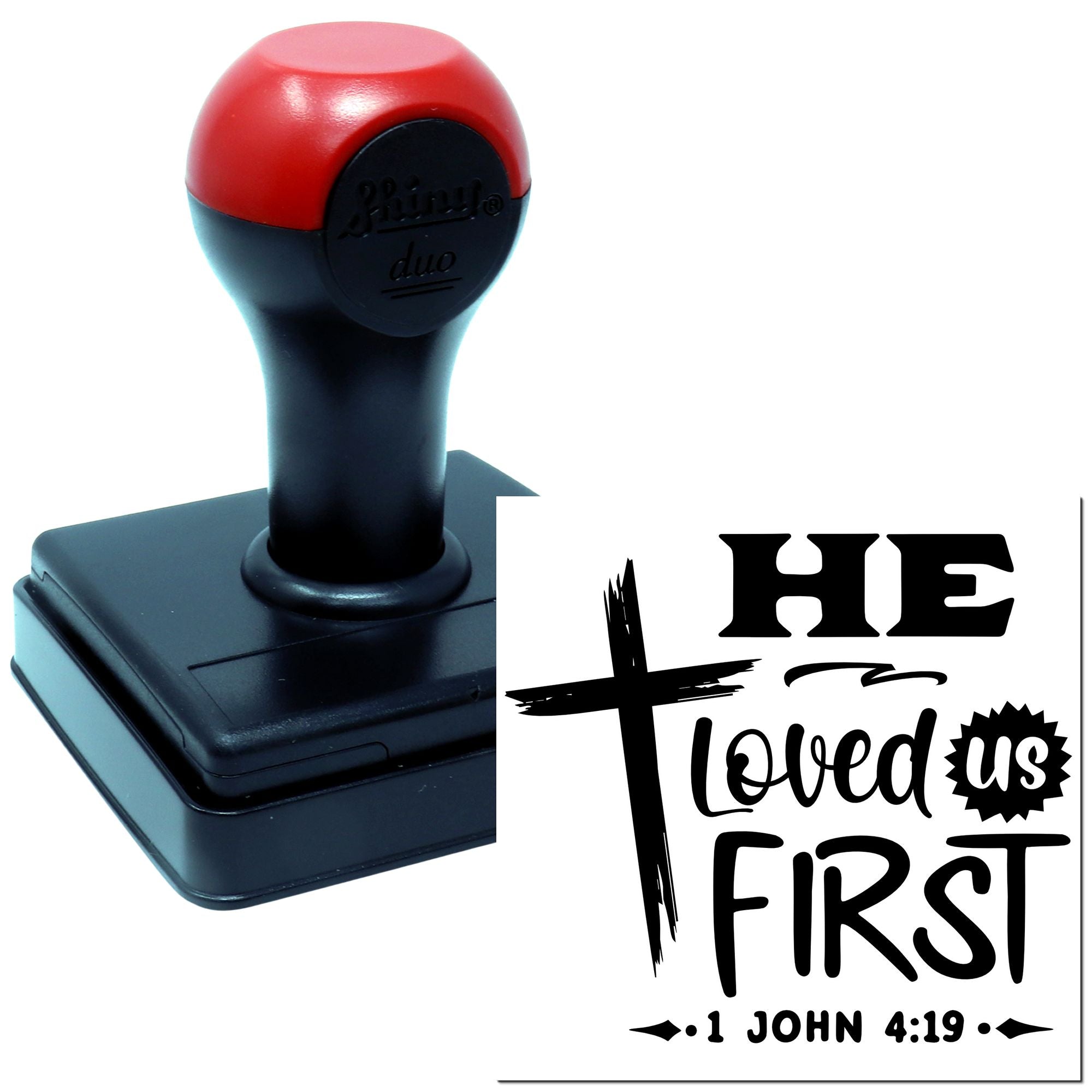 Duo He Loved Us First Cross Hand Stamp