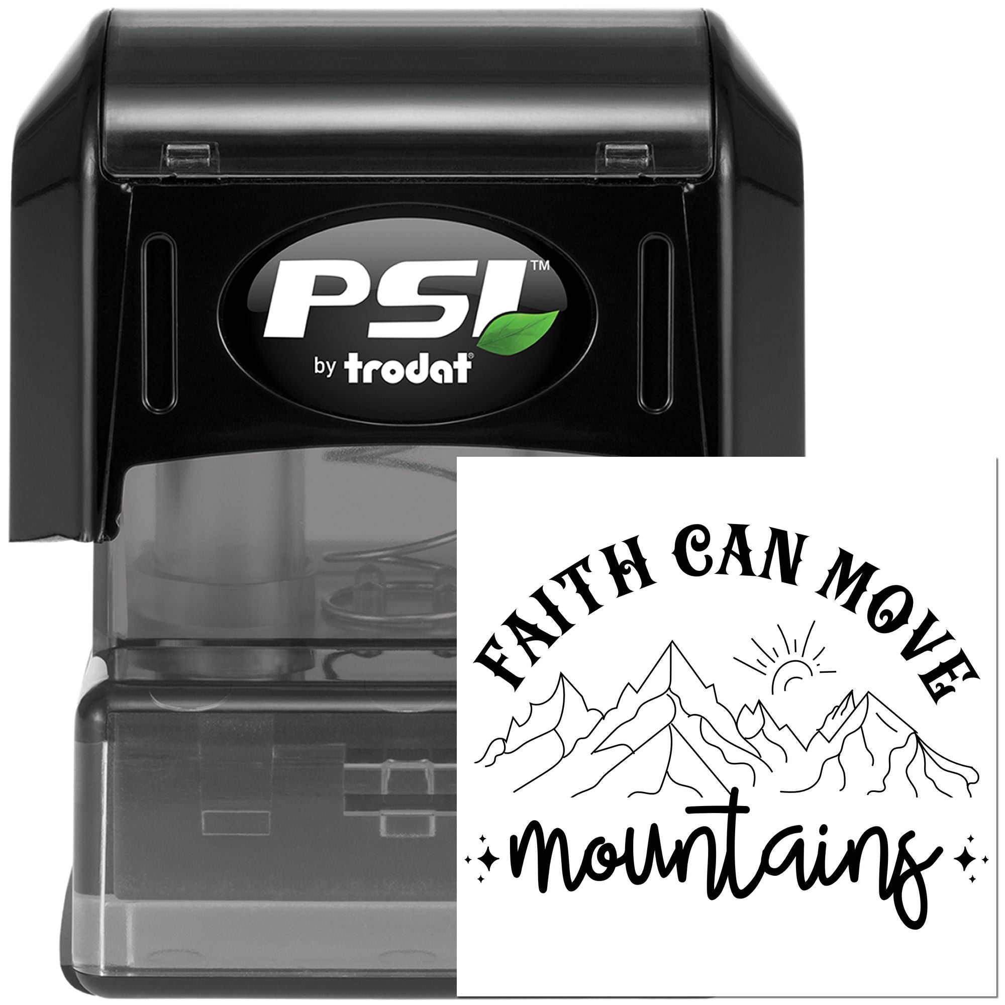 Pre-Inked Faith Moves Mountains Greeting Card Stamp