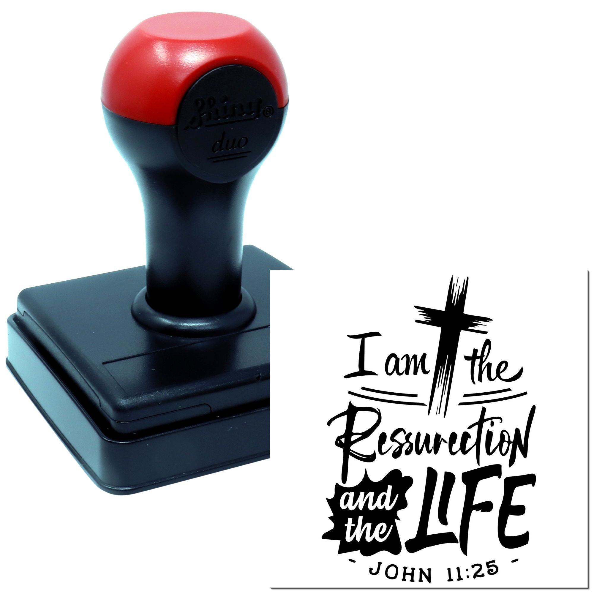 Duo Resurrection And Life Cross Design Hand Stamp