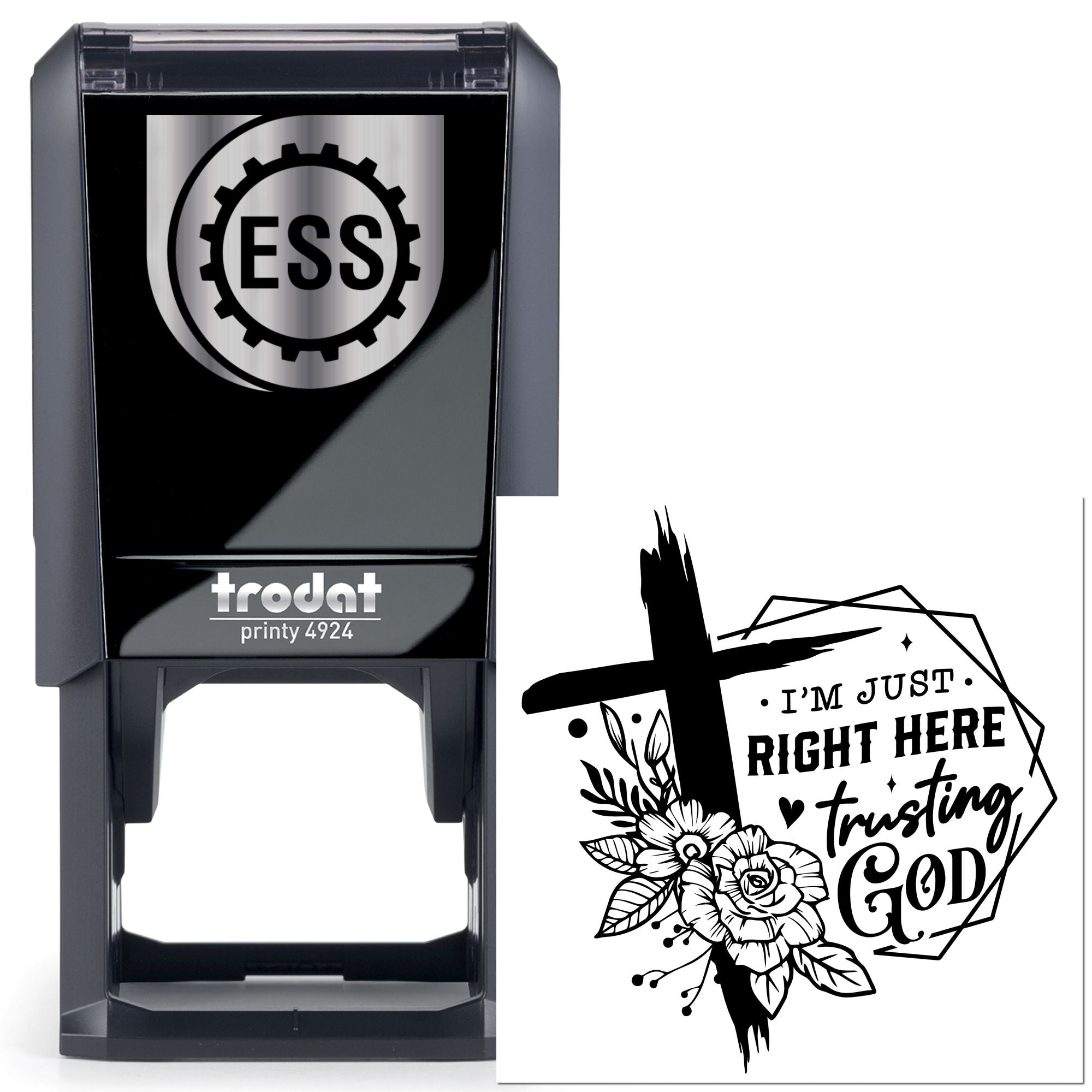 Self-Inking Faithful Cross Greeting Card Stamp