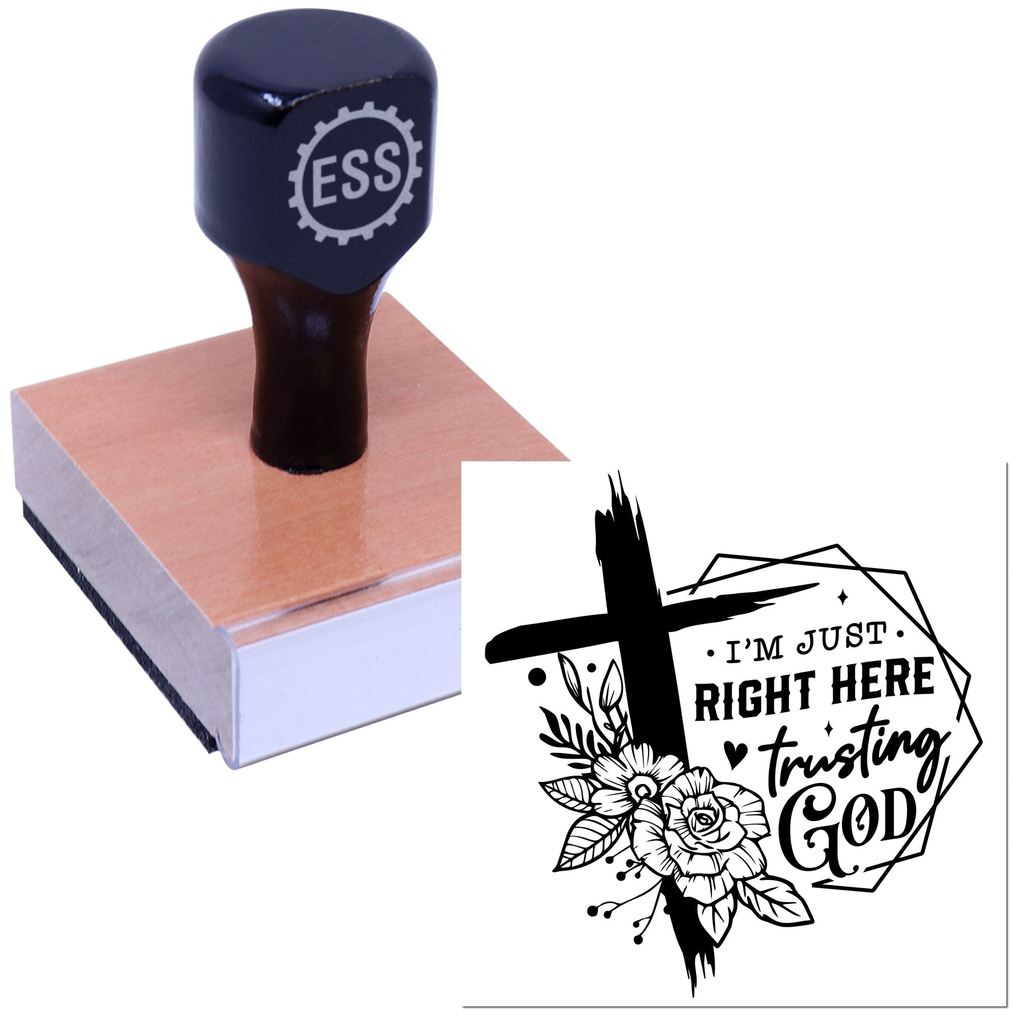 Blooming Faith Cross Note Card Rubber Stamp