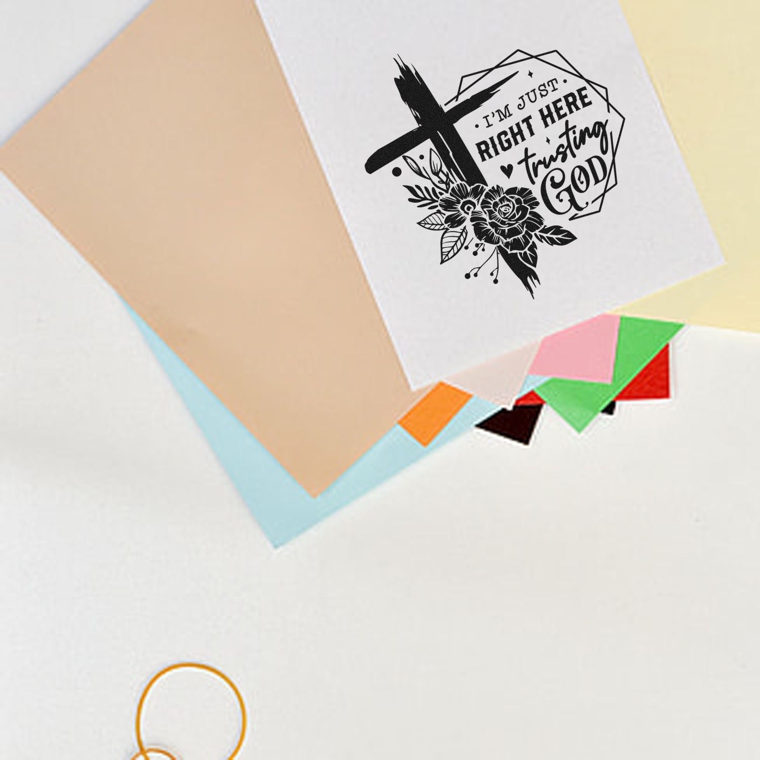Pre-Inked Trusting God Card Paper Goods Stamp