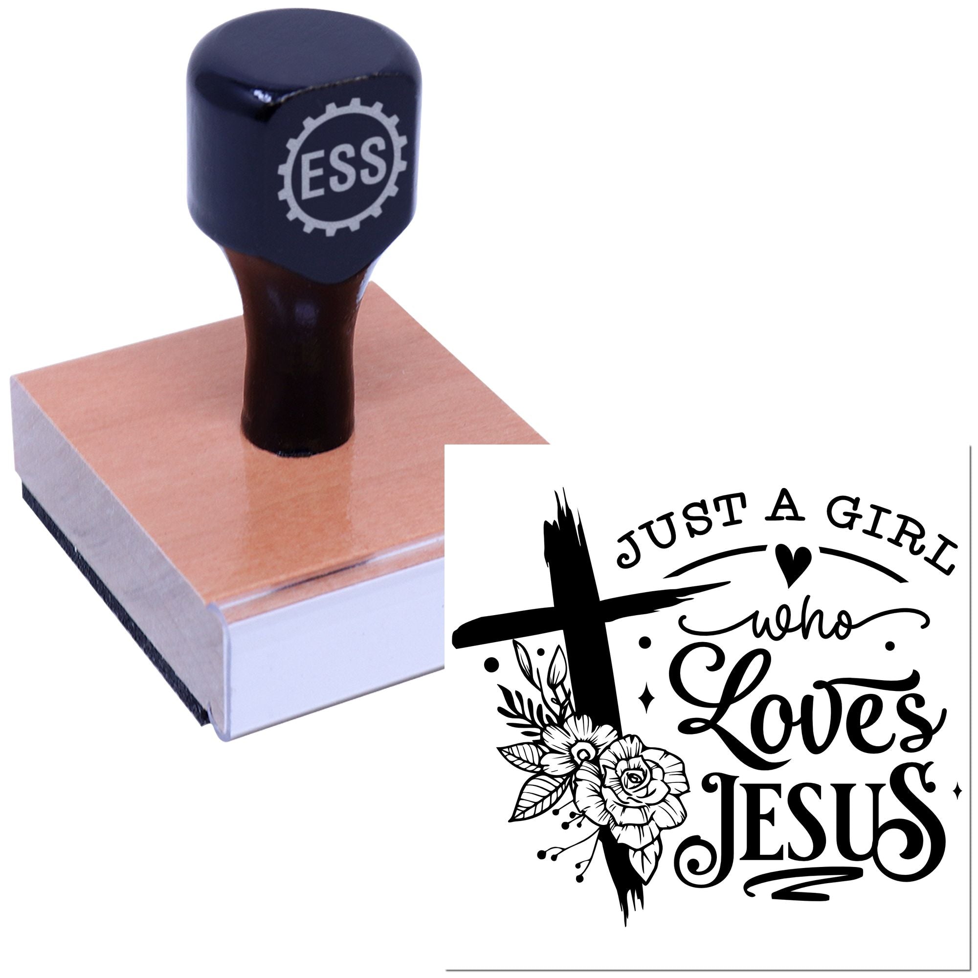 Blooming Faith Cross Card Rubber Stamp
